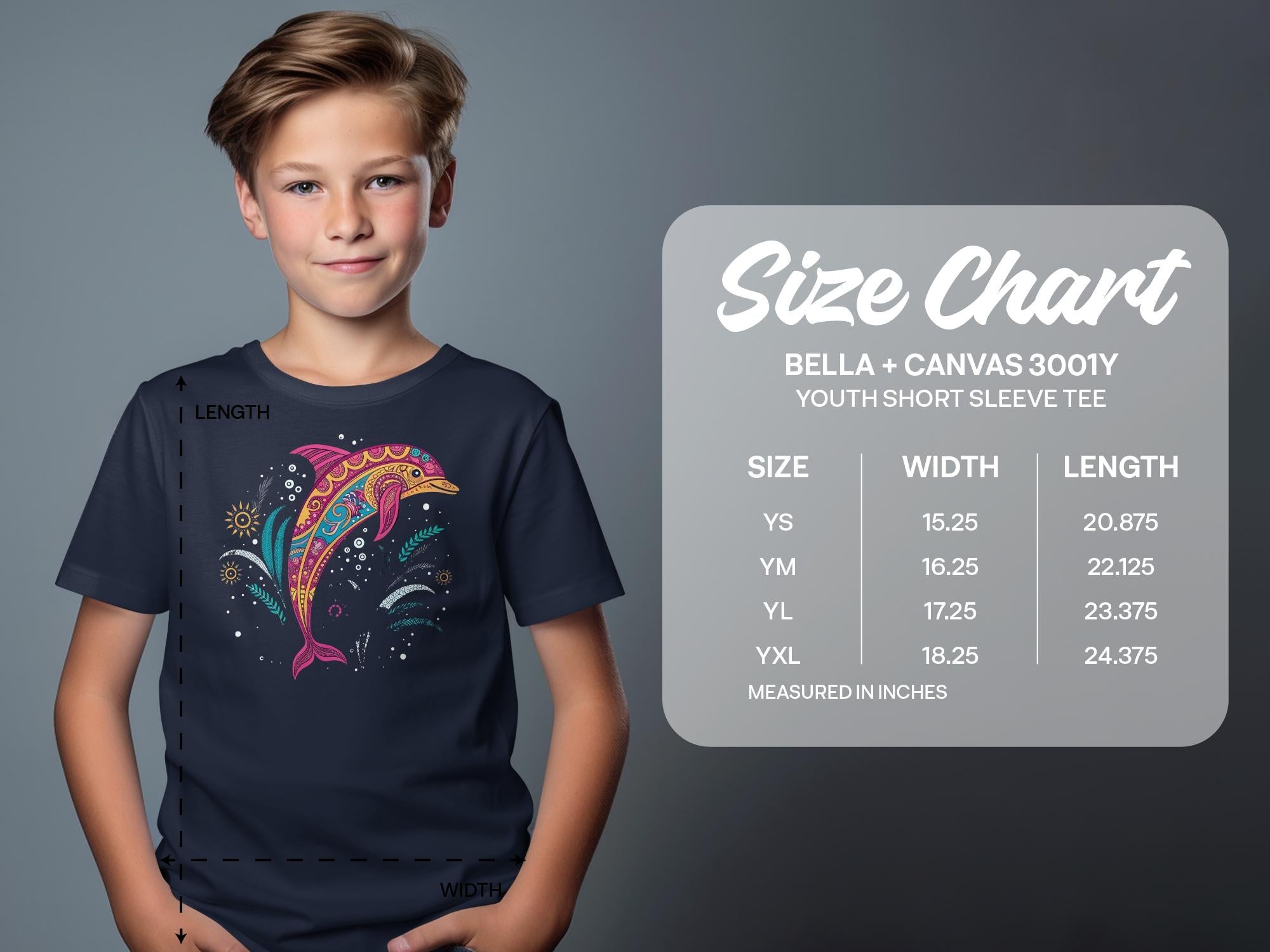 Colorful Dolphin Design Youth T-Shirt, Fun Kids Short Sleeve Shirt, Nautical Ocean Graphic Tee, Boys and Girls Summer Outfit - Craig Michael Design