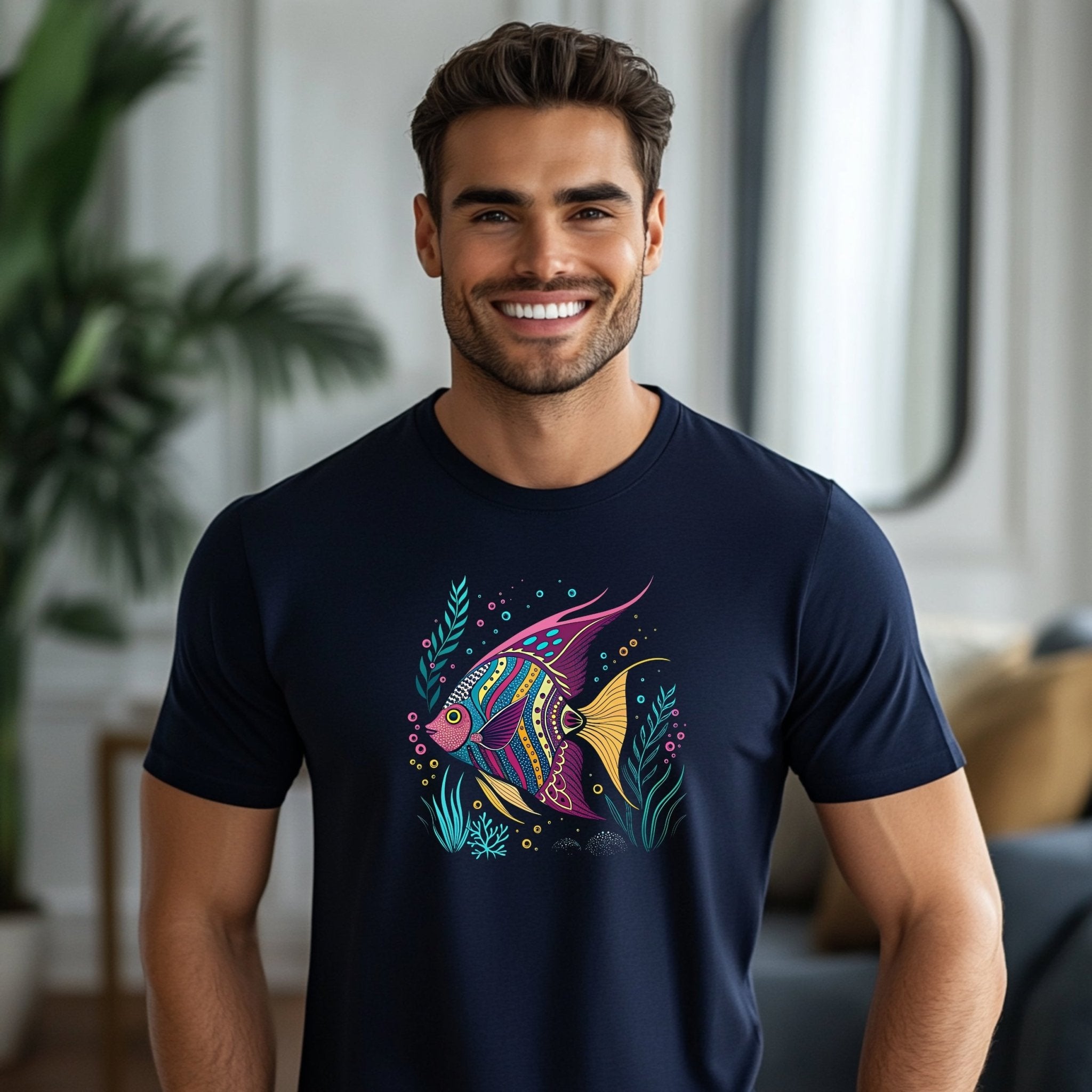 Colorful Fish Art T-Shirt, Vibrant Oceanic Design Tee, Unique Artistic Sea Life Graphic, Underwater Inspired Clothing - Craig Michael Design