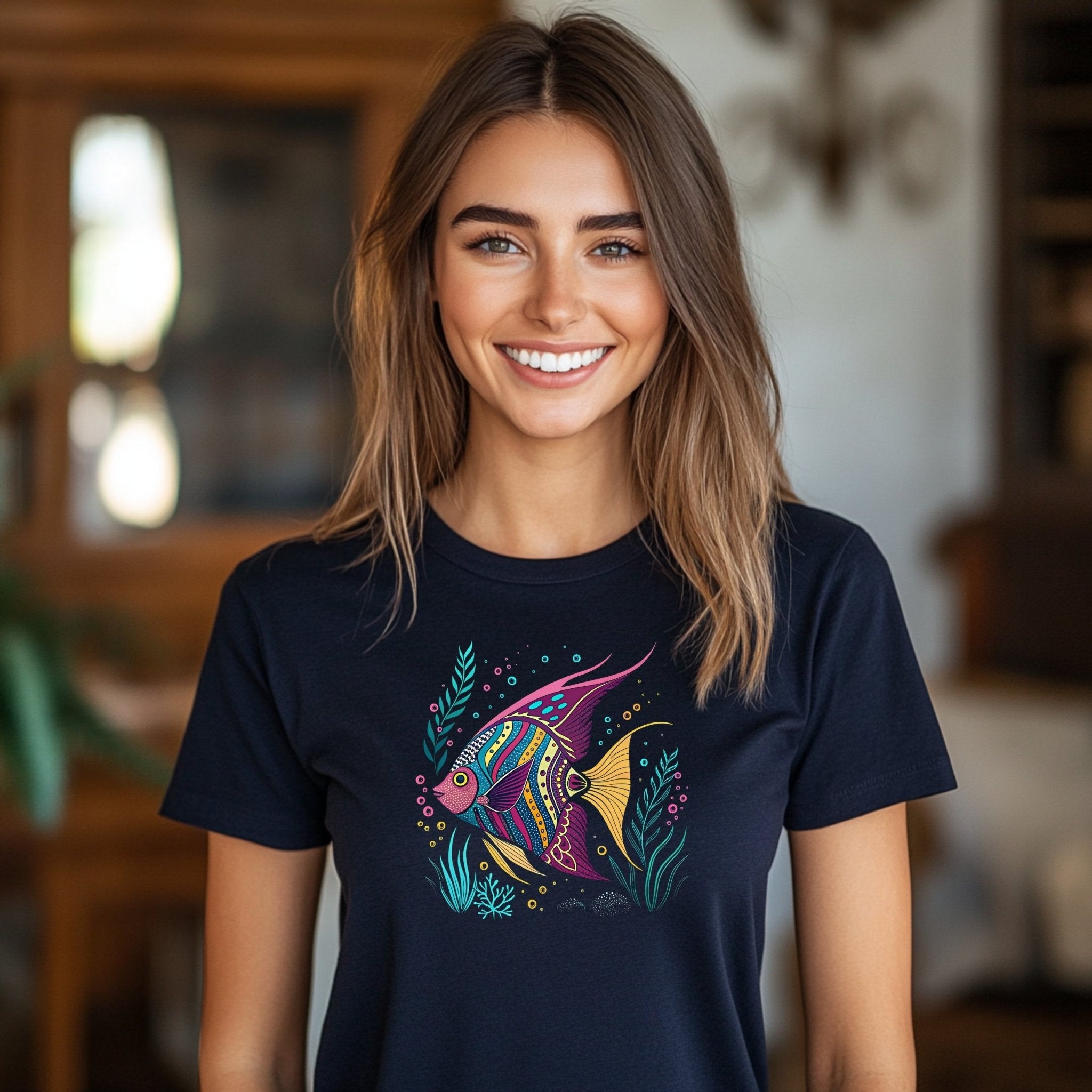 Colorful Fish Art T-Shirt, Vibrant Oceanic Design Tee, Unique Artistic Sea Life Graphic, Underwater Inspired Clothing - Craig Michael Design