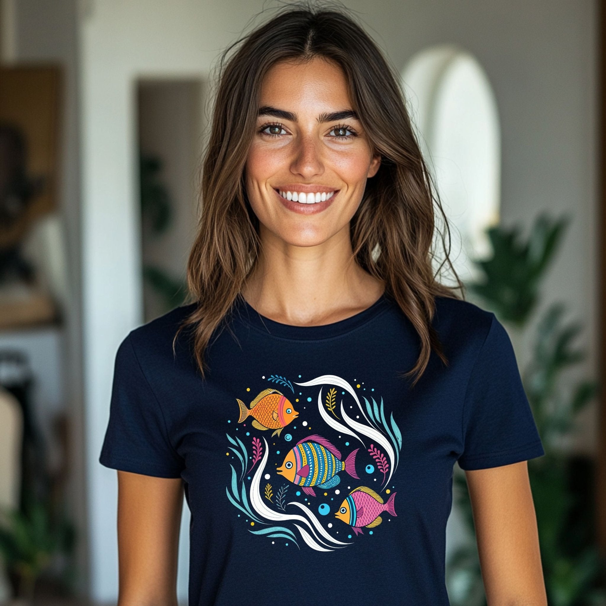 Colorful Fish Design, Cute Fish TShirt, Unique Art Shirt, Beach Ocean Theme, Casual Wear, Graphic Tee, Summer Outfit, Trendy Top - Craig Michael Design