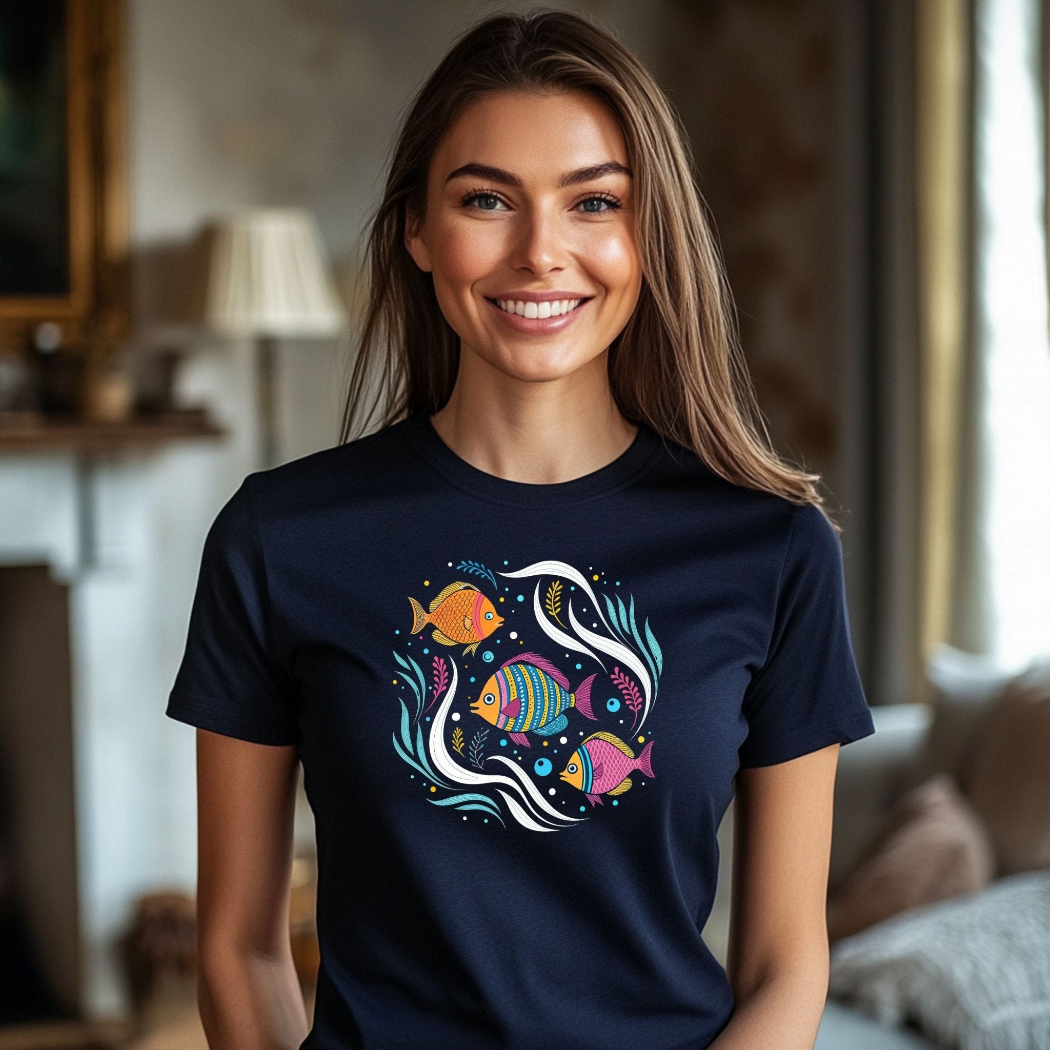 Colorful Fish Design, Cute Fish TShirt, Unique Art Shirt, Beach Ocean Theme, Casual Wear, Graphic Tee, Summer Outfit, Trendy Top - Craig Michael Design