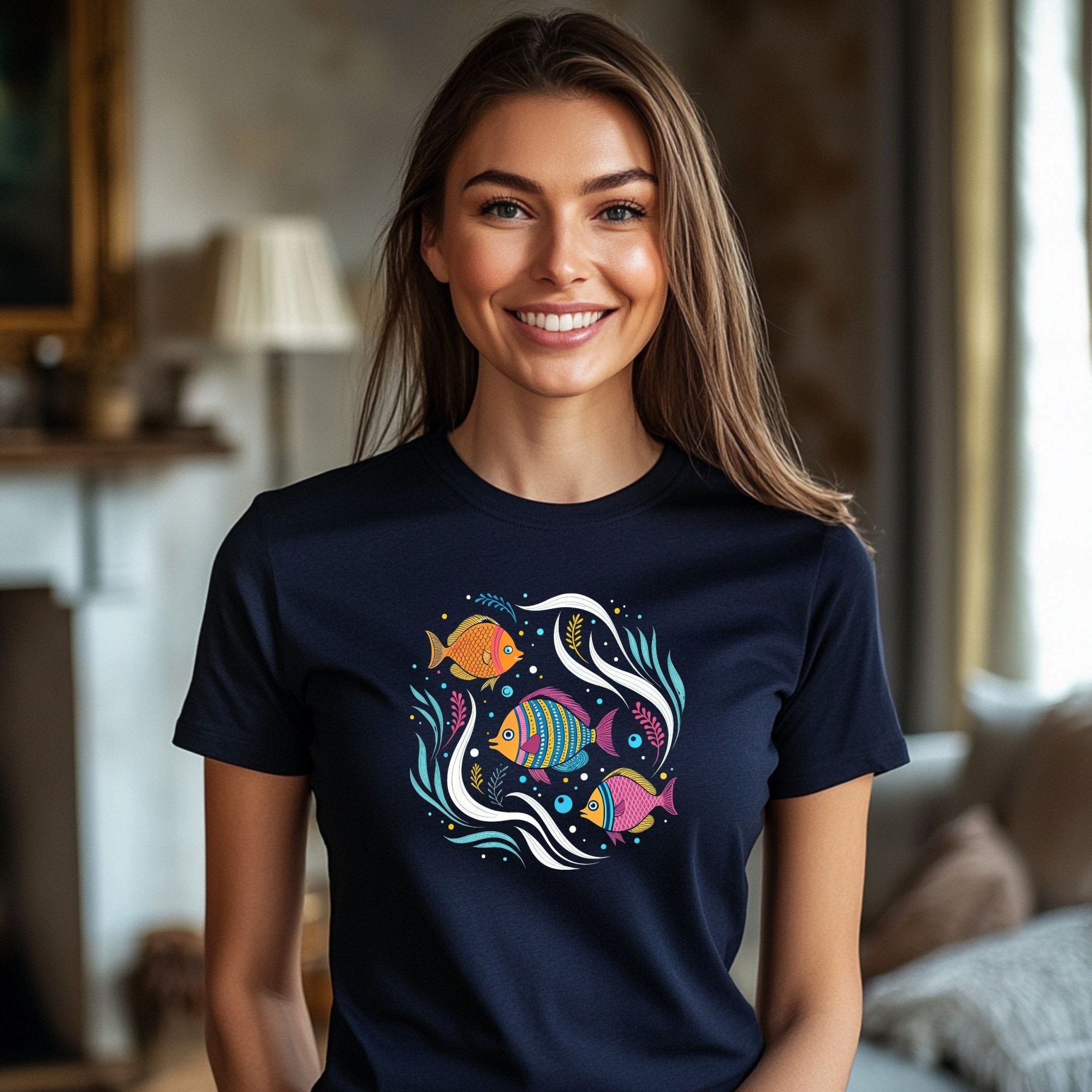 Colorful Fish Design, Cute Fish TShirt, Unique Art Shirt, Beach Ocean Theme, Casual Wear, Graphic Tee, Summer Outfit, Trendy Top - Craig Michael Design