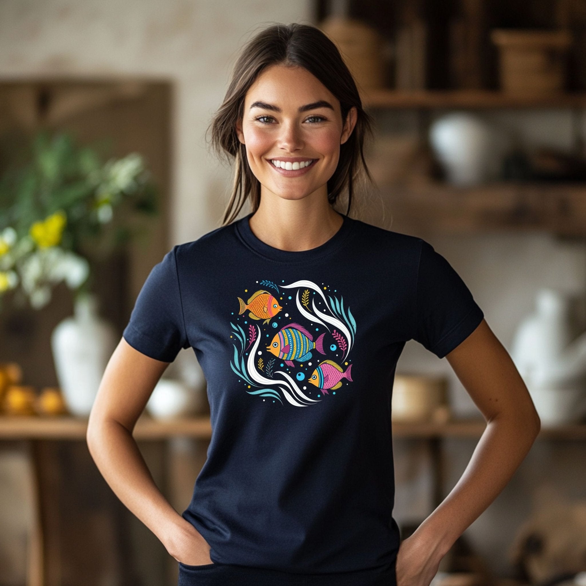 Colorful Fish Design, Cute Fish TShirt, Unique Art Shirt, Beach Ocean Theme, Casual Wear, Graphic Tee, Summer Outfit, Trendy Top - Craig Michael Design