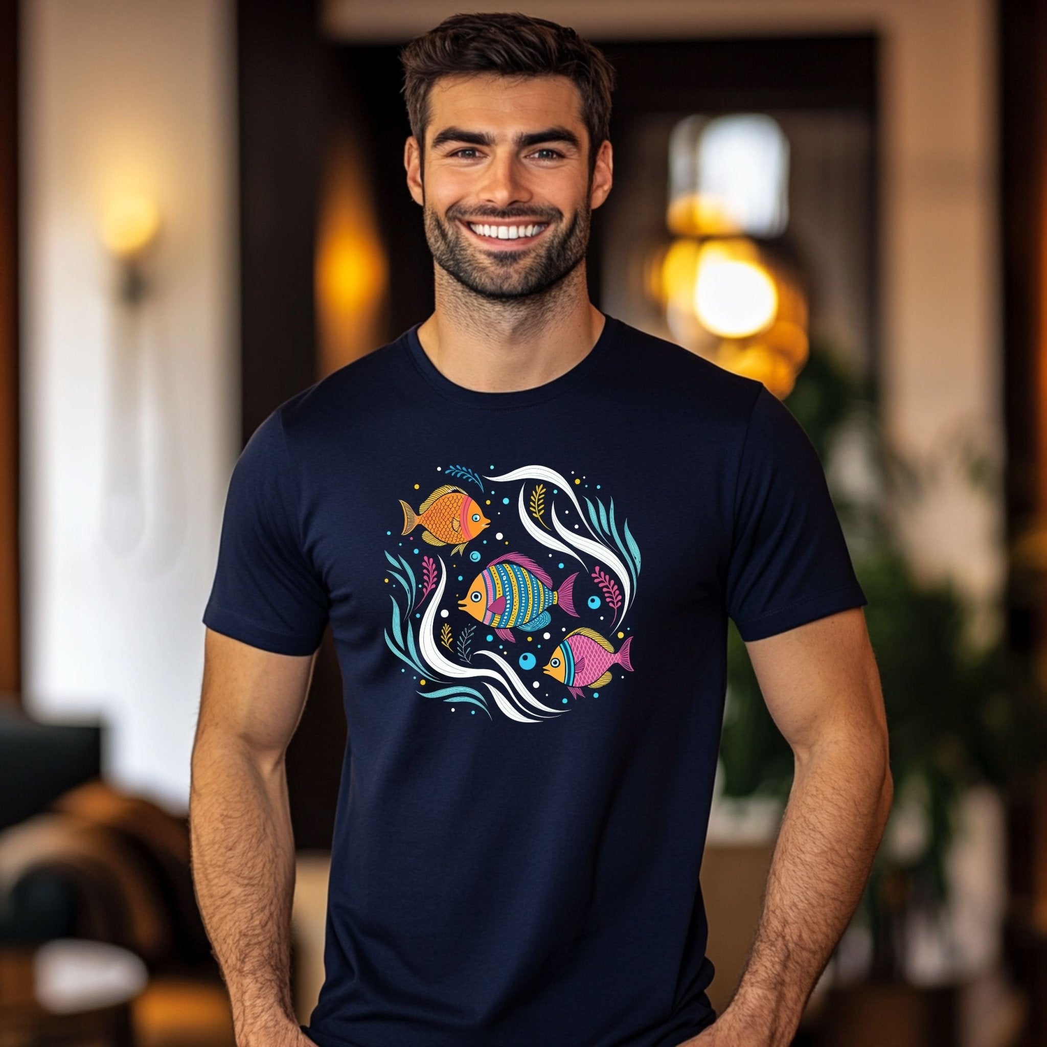 Colorful Fish Design, Cute Fish TShirt, Unique Art Shirt, Beach Ocean Theme, Casual Wear, Graphic Tee, Summer Outfit, Trendy Top - Craig Michael Design