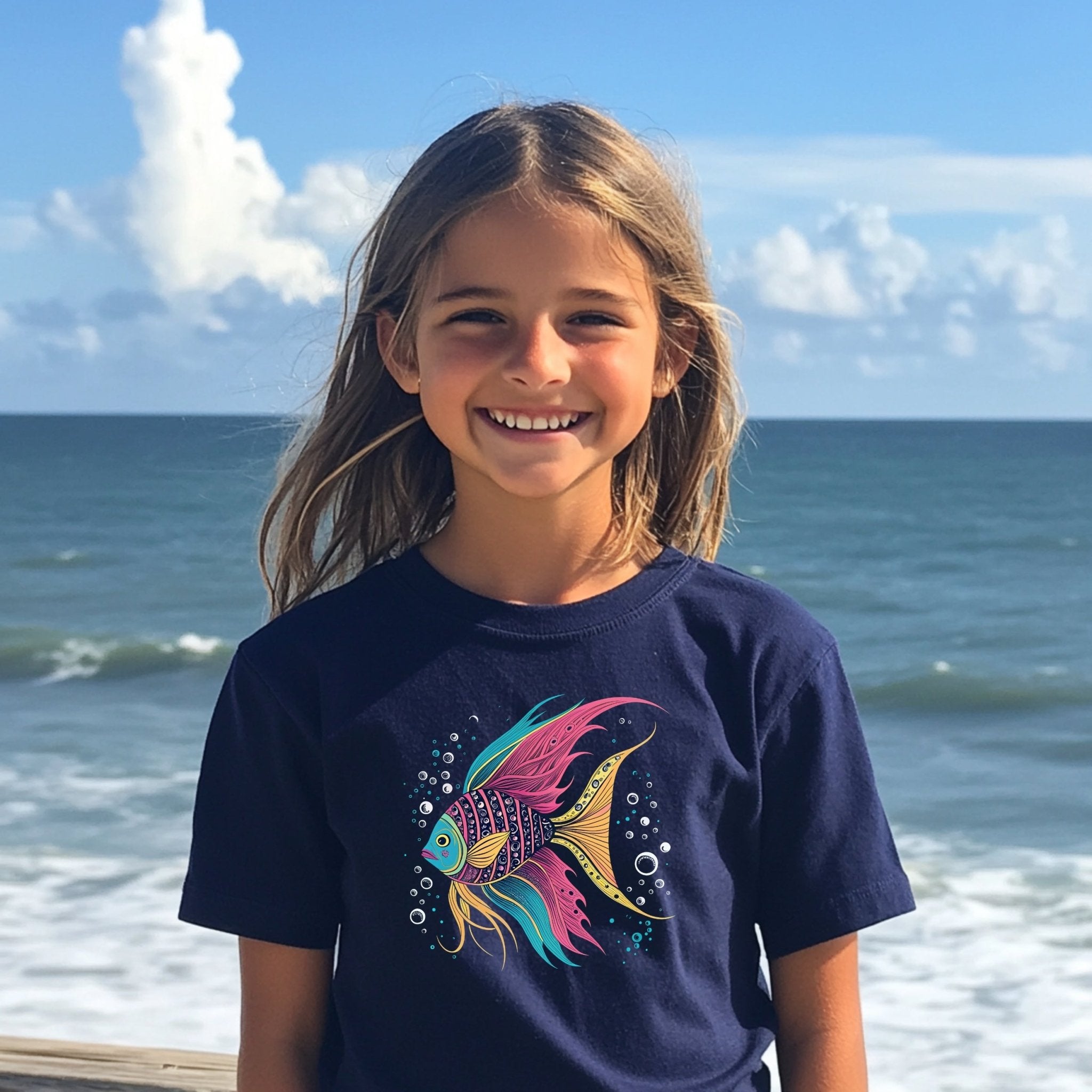 Colorful Fish Graphic Tee for Kids, Youth Short Sleeve T-Shirt, Cute and Vibrant Fish Shirt, Boys and Girls Tee, Fun Summer Top - Craig Michael Design