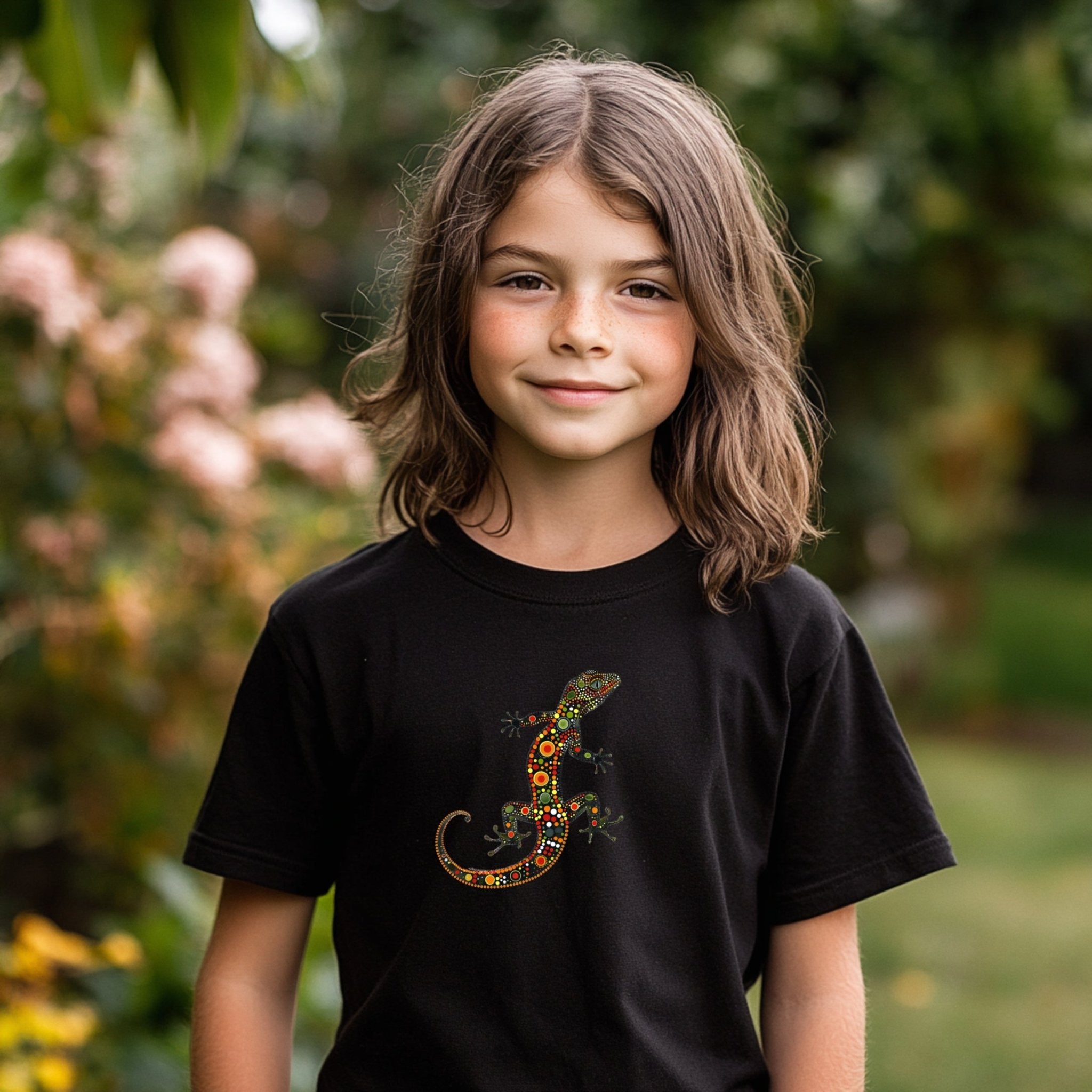 Colorful Gecko Art T-Shirt, Vibrant Lizard Design Tee, Unique Animal Graphic Shirt, Boho Style Clothing, Gifts for Reptile Lovers - Craig Michael Design