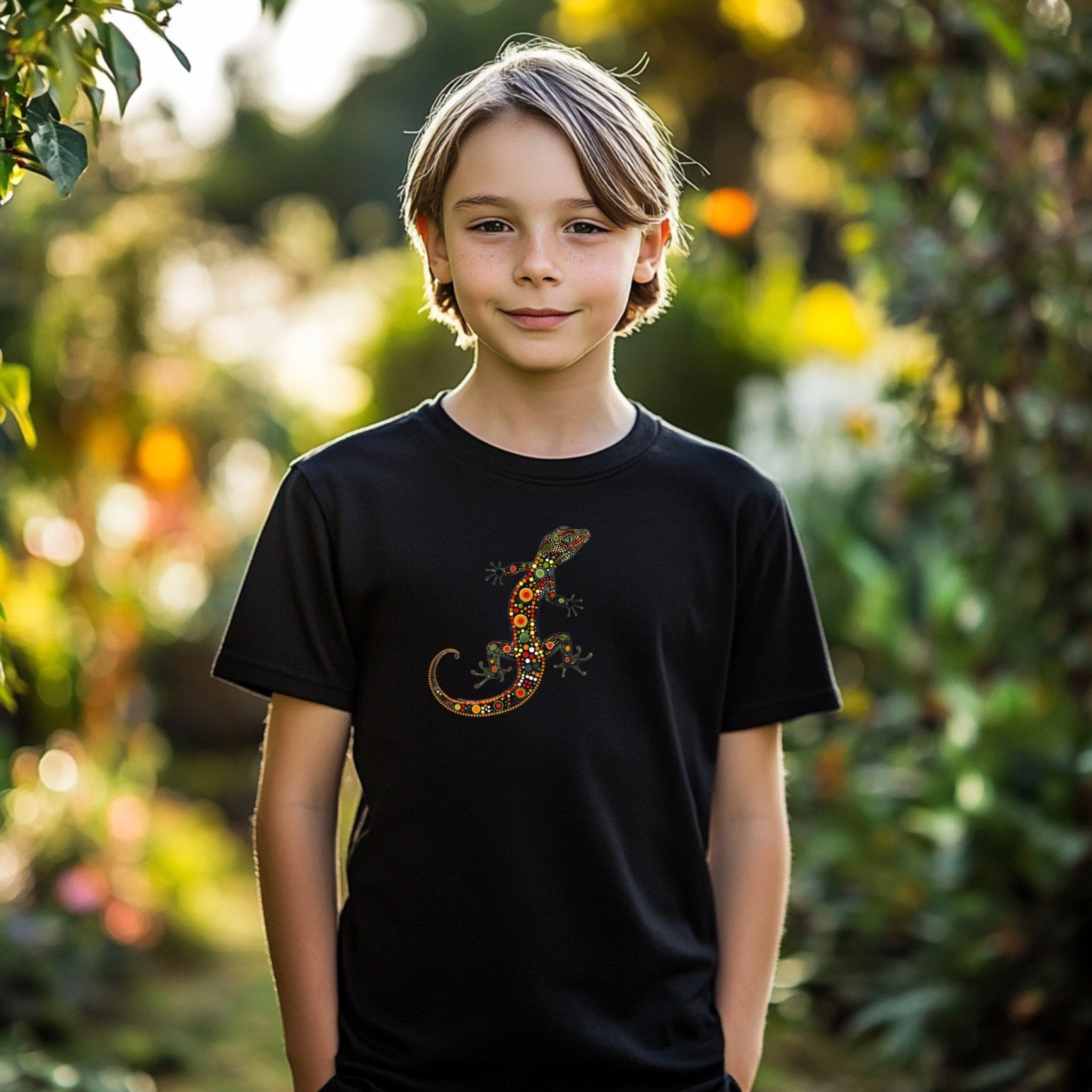 Colorful Gecko Art T-Shirt, Vibrant Lizard Design Tee, Unique Animal Graphic Shirt, Boho Style Clothing, Gifts for Reptile Lovers - Craig Michael Design