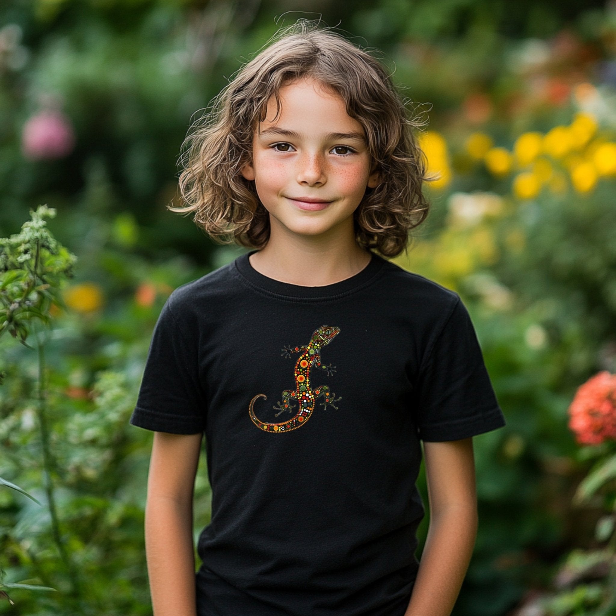 Colorful Gecko Art T-Shirt, Vibrant Lizard Design Tee, Unique Animal Graphic Shirt, Boho Style Clothing, Gifts for Reptile Lovers - Craig Michael Design