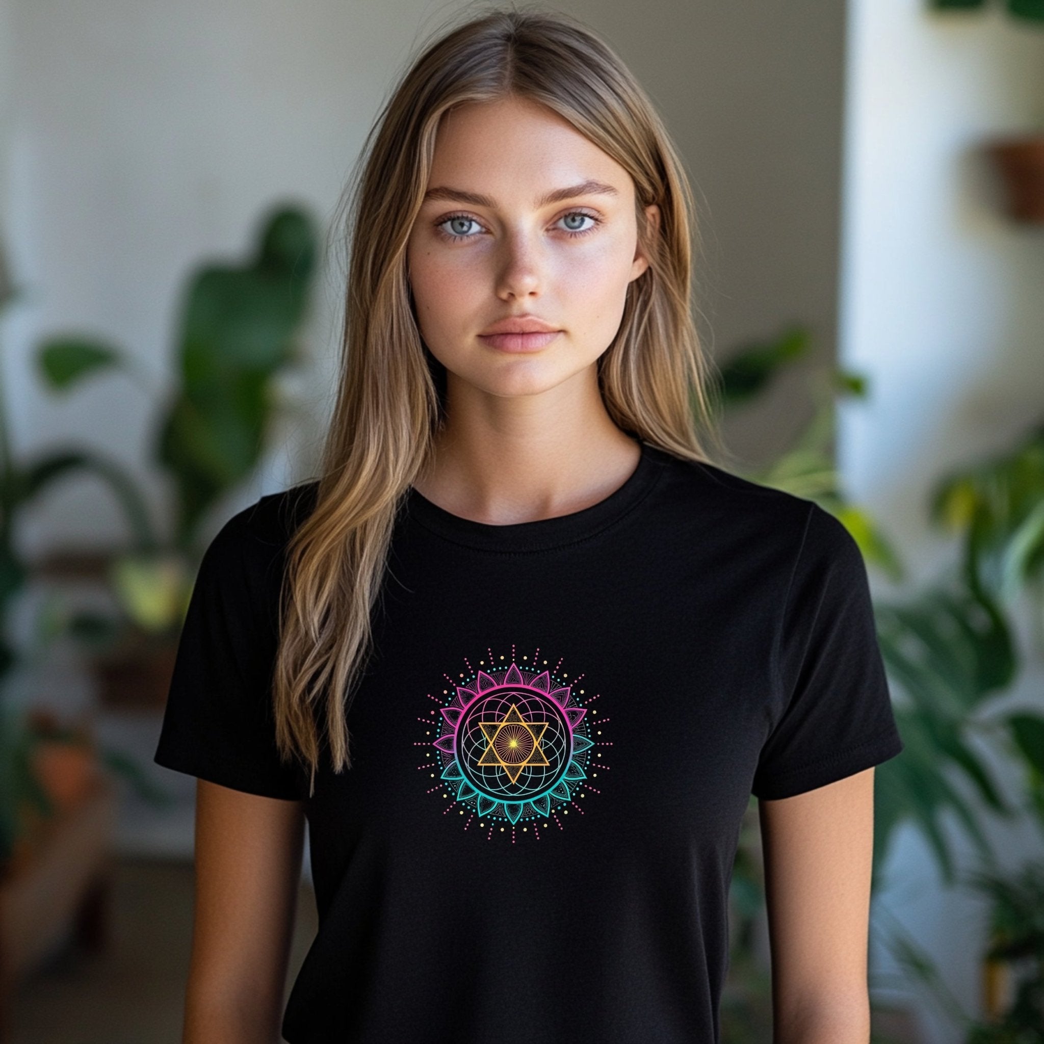 Colorful Mandala T-Shirt, Chakra Healing Spiritual Tee, Geometric Sacred Geometry Shirt, Yoga Meditation Top, Festival Boho Clothing - Craig Michael Design