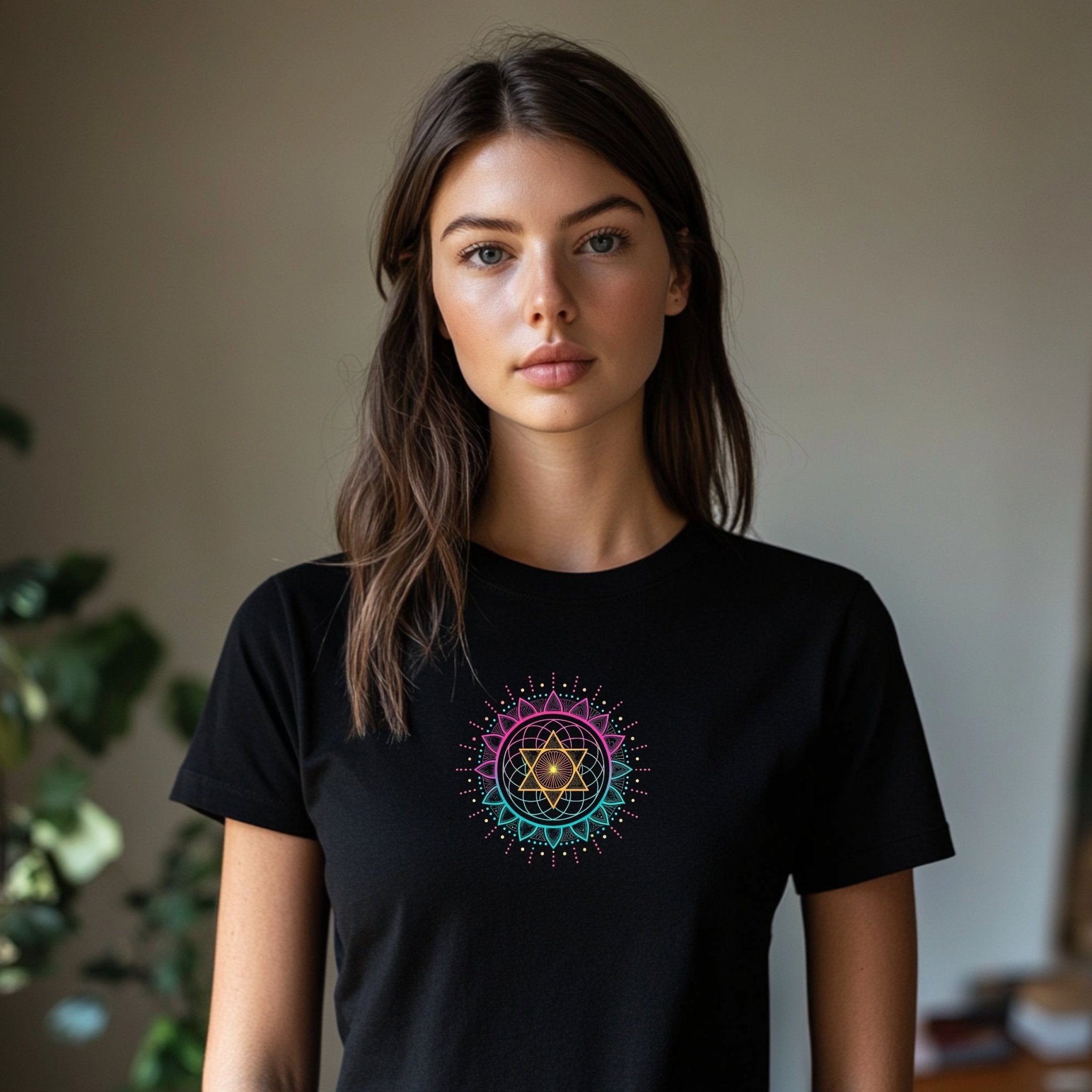 Colorful Mandala T-Shirt, Chakra Healing Spiritual Tee, Geometric Sacred Geometry Shirt, Yoga Meditation Top, Festival Boho Clothing - Craig Michael Design