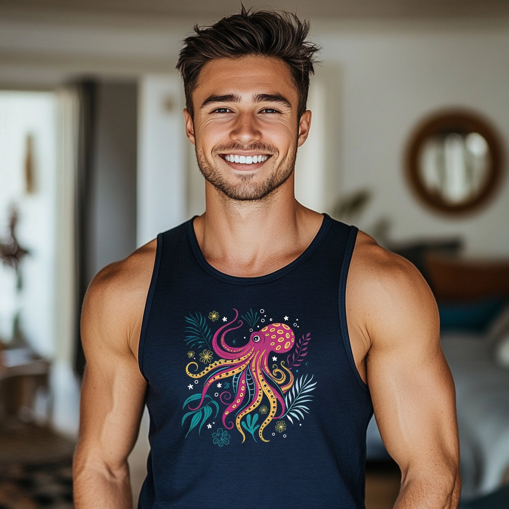 Colorful Octopus Tank Top Gift for Ocean Lovers Great Barrier Reef Inspired Octopus Design Beach Vacation Apparel - Craig Michael Design