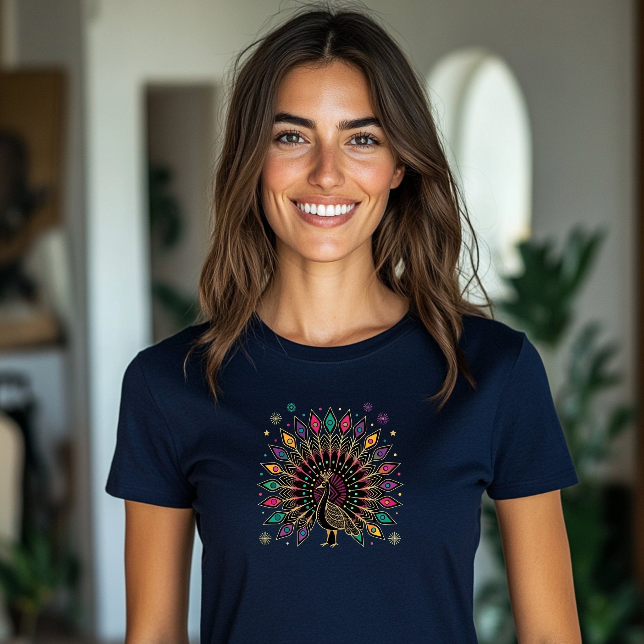 Colorful Peacock Graphic Tee, Artistic Peacock T-Shirt, Vibrant Peacock Design Shirt, Peacock Art Tee, Unique Peacock Print Top - Craig Michael Design