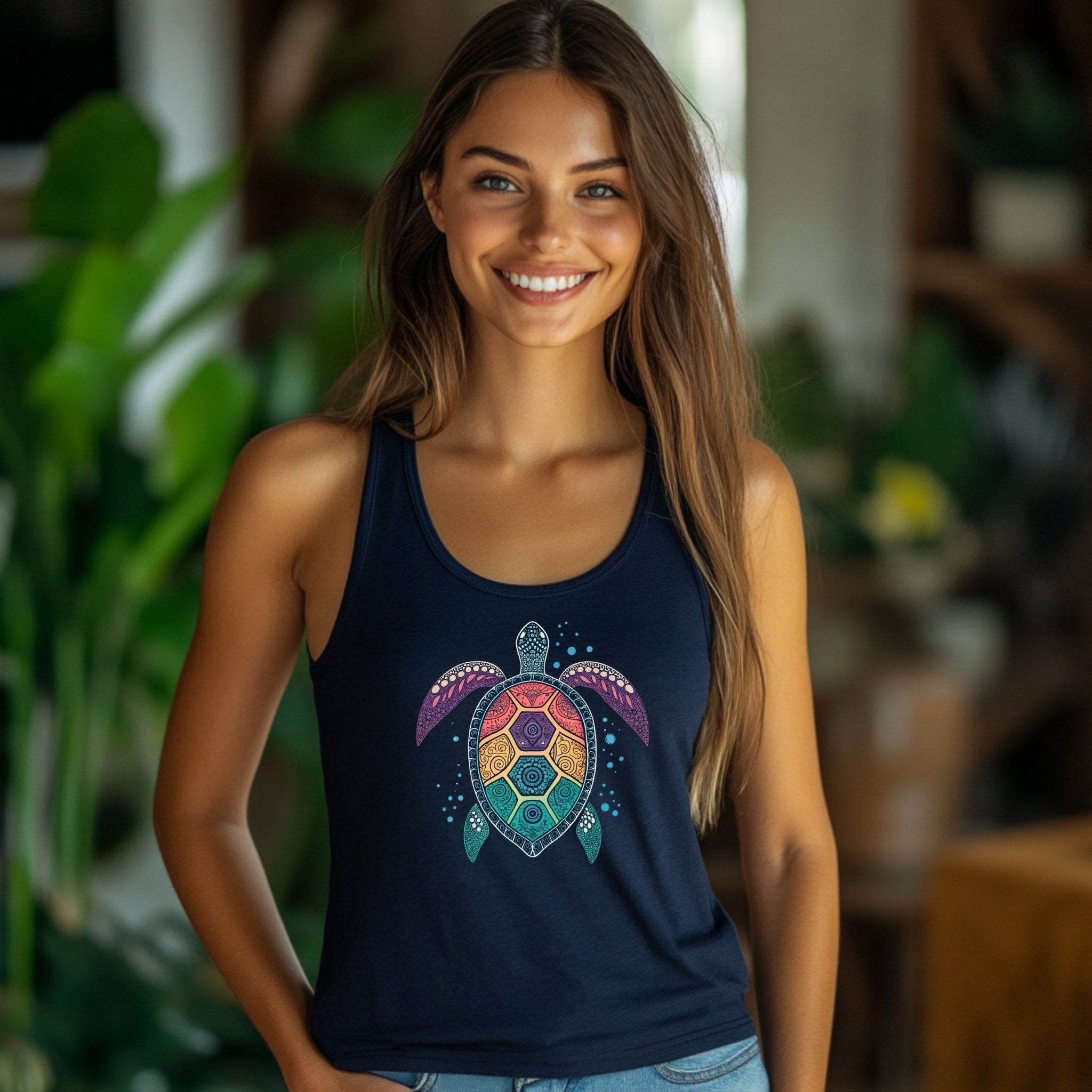 Colorful Sea Turtle Tank Top, Great Barrier Reef Inspired Shirt, Marine Life Graphic Tee, Australia Inspired Apparel, Beachwear - Craig Michael Design