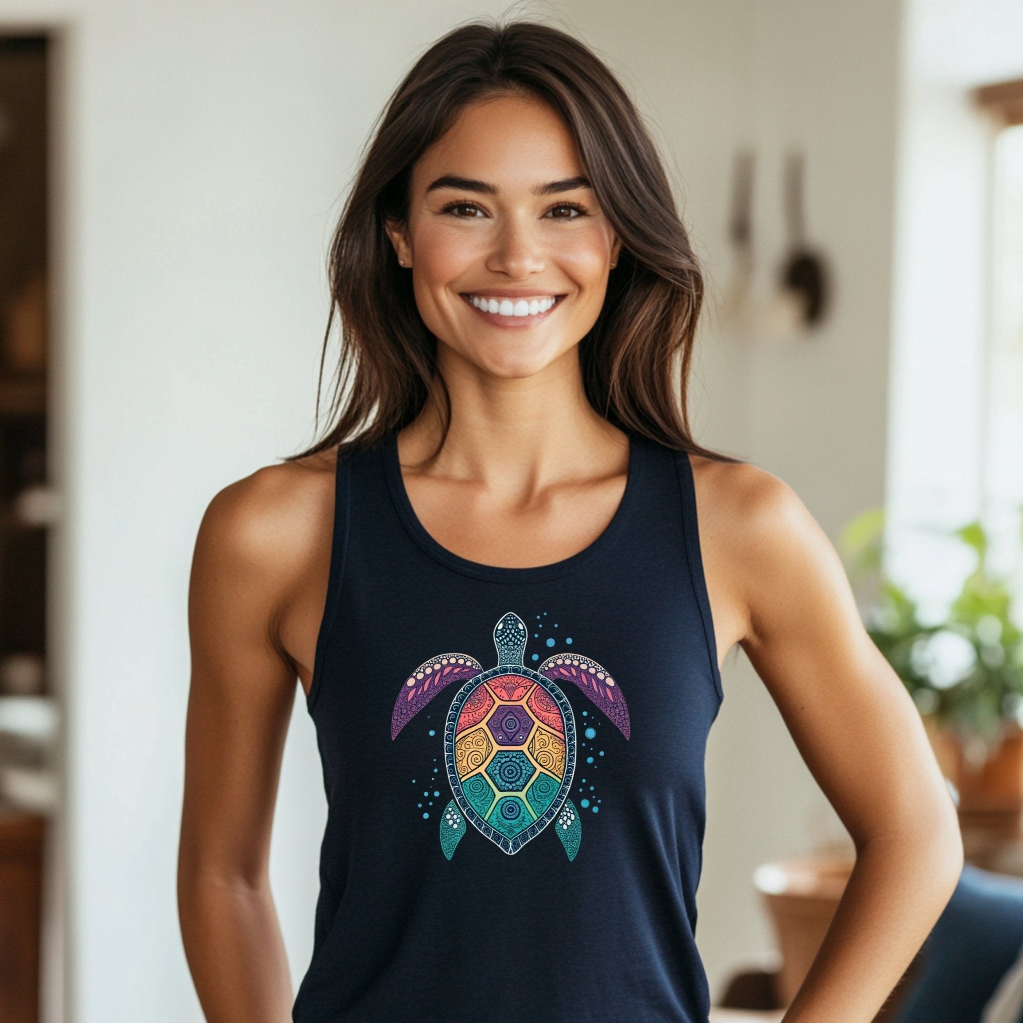 Colorful Sea Turtle Tank Top, Great Barrier Reef Inspired Shirt, Marine Life Graphic Tee, Australia Inspired Apparel, Beachwear - Craig Michael Design