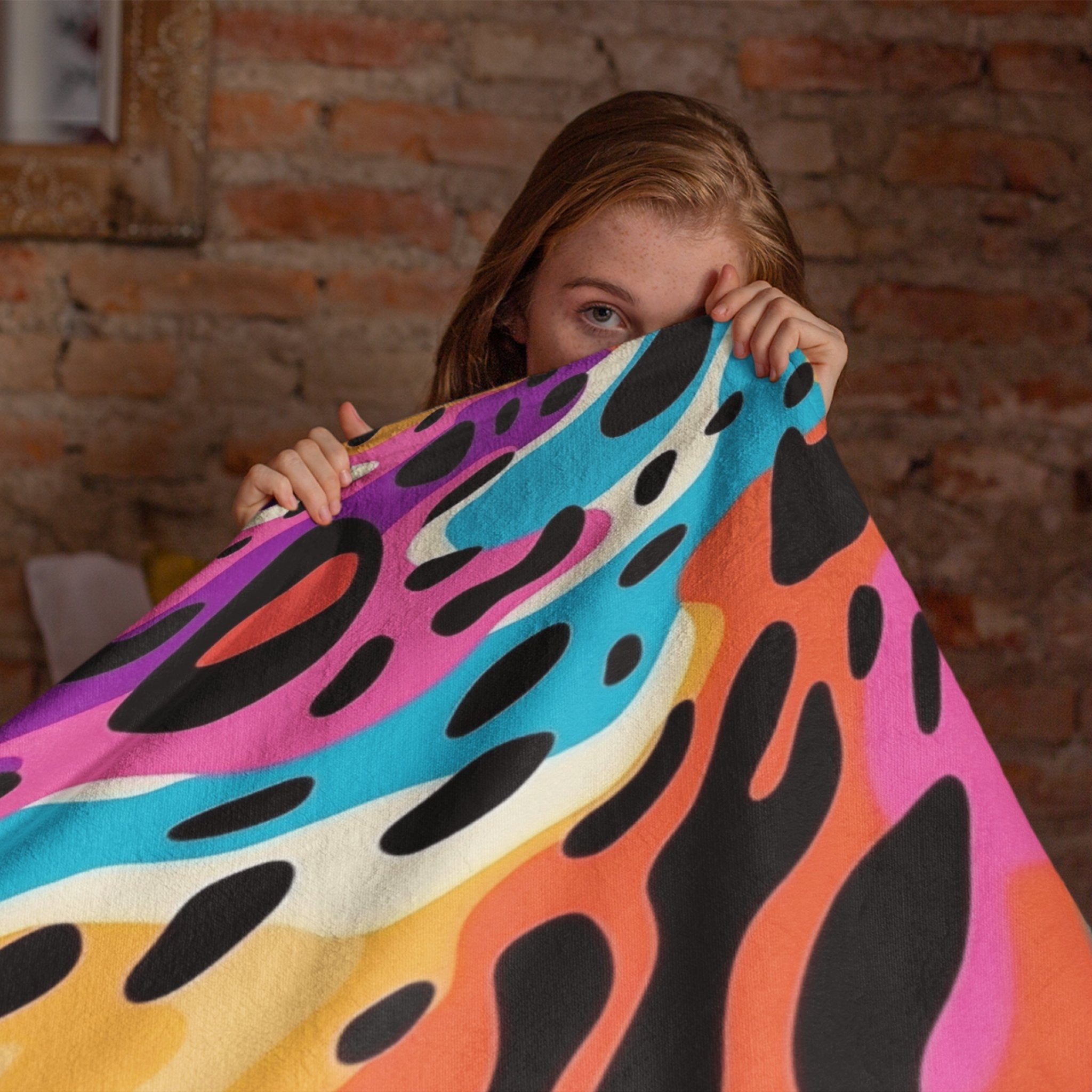 Colourful Abstract Blanket, African Inspired Art Throw, Cozy Vibrant Design, Perfect for Home Decor, Unique Gift Idea, Warm and Soft Blanket - Craig Michael Design