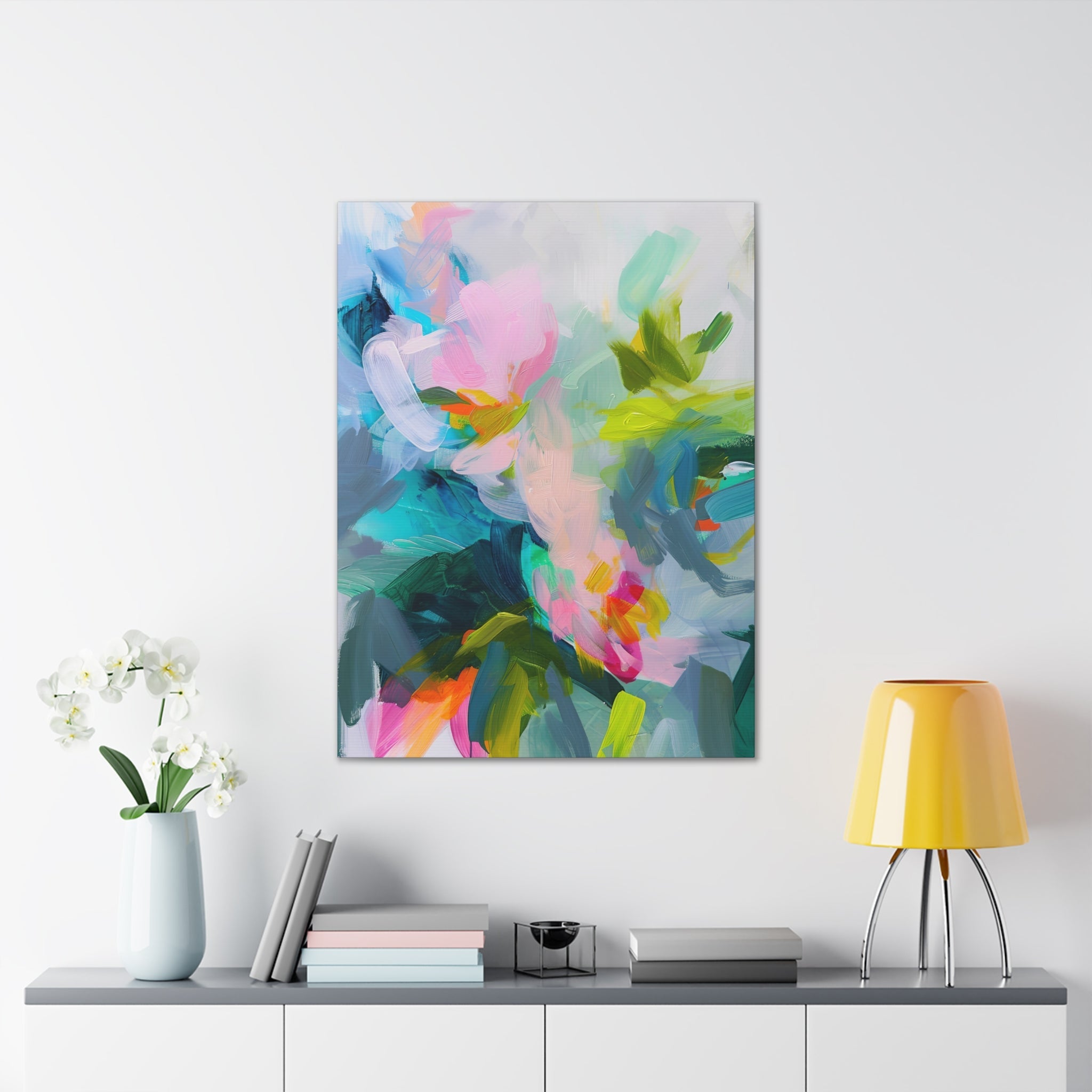 Colourful Abstract Canvas Art, Modern Wall Decor, Blue Pink Green Brushstrokes, Bold Artistic Design, Contemporary Artwork - Craig Michael Design