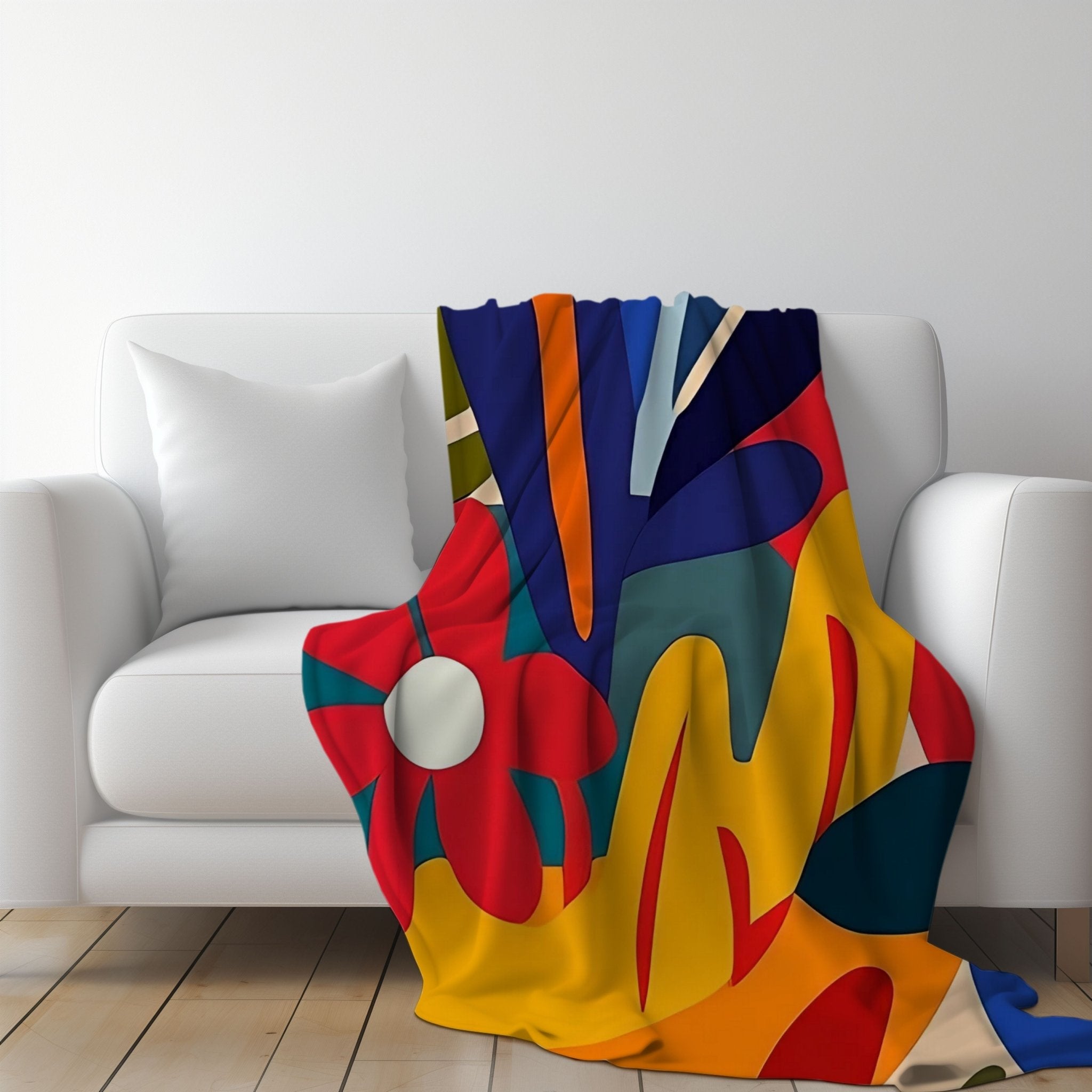 Colourful African Inspired Floral Art Blanket, Bold Abstract Patterns Cozy Blanket, Vibrant Decorative Throw Blanket for Home - Craig Michael Design