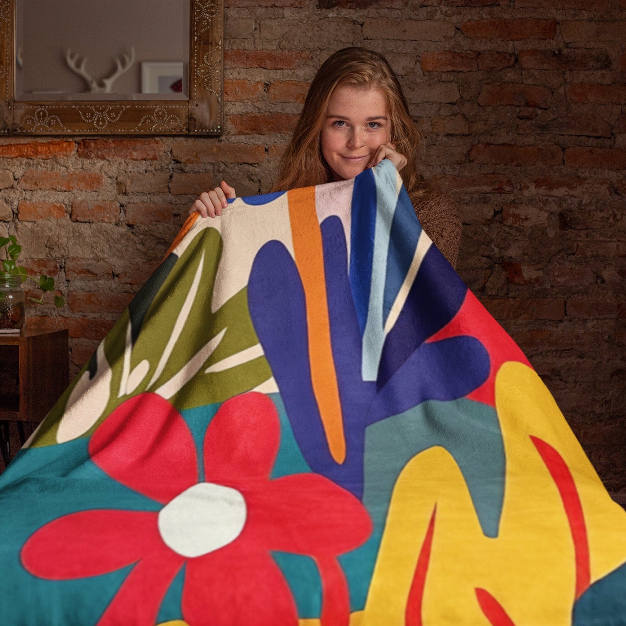 Colourful African Inspired Floral Art Blanket, Bold Abstract Patterns Cozy Blanket, Vibrant Decorative Throw Blanket for Home - Craig Michael Design