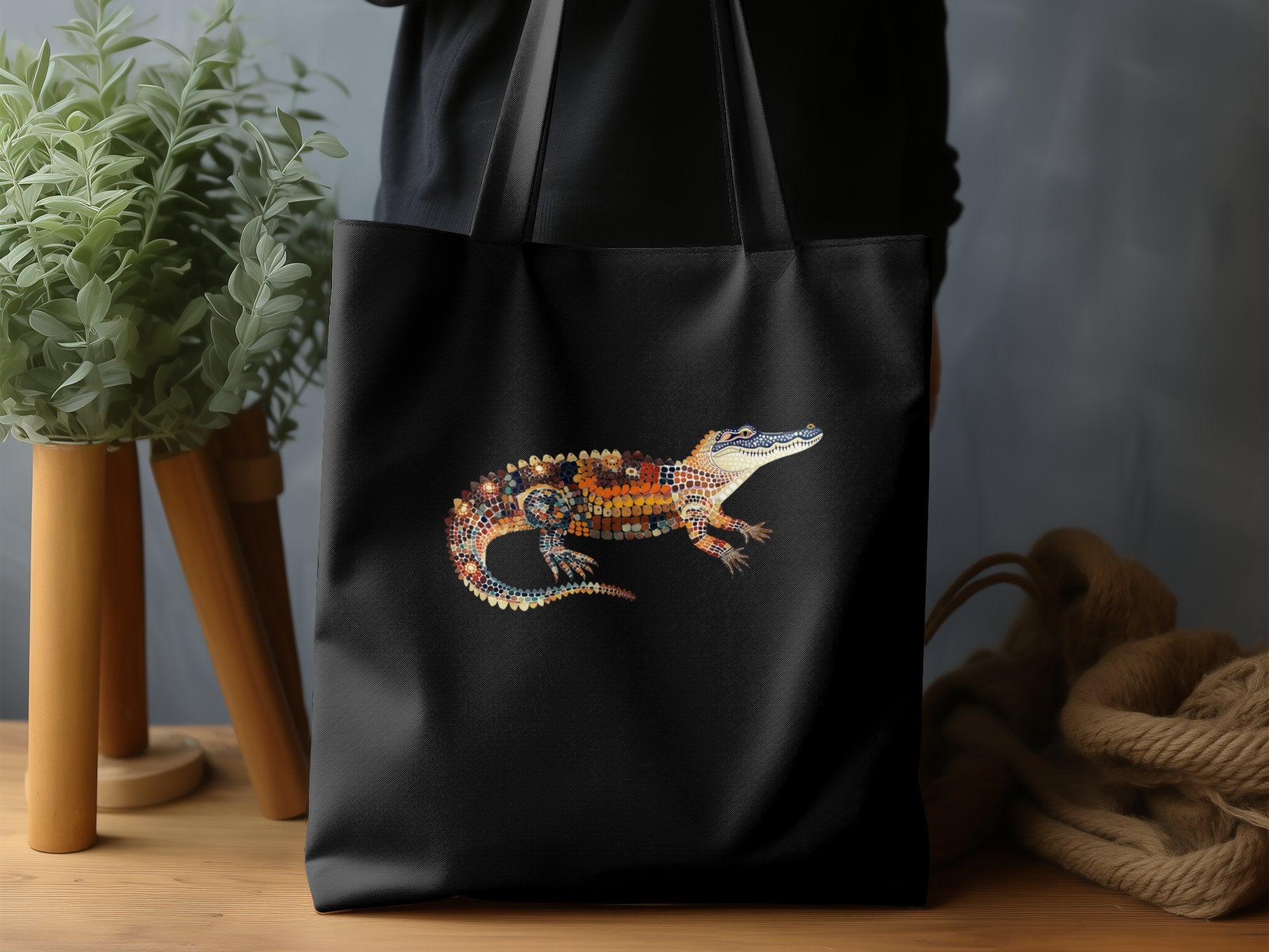 Colourful Crocodile Tote Bag, Unique Animal Print, Artistic Crocodile Design, Reusable Shopping Tote, Eco - Friendly Shopping Bag, - Craig Michael Design