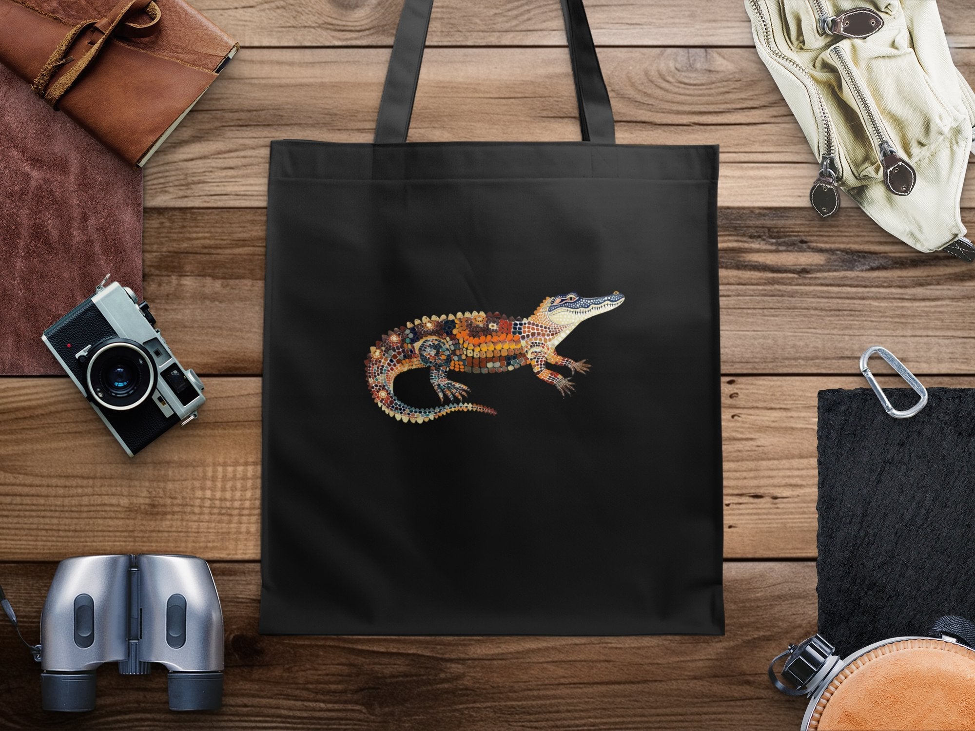 Colourful Crocodile Tote Bag, Unique Animal Print, Artistic Crocodile Design, Reusable Shopping Tote, Eco - Friendly Shopping Bag, - Craig Michael Design