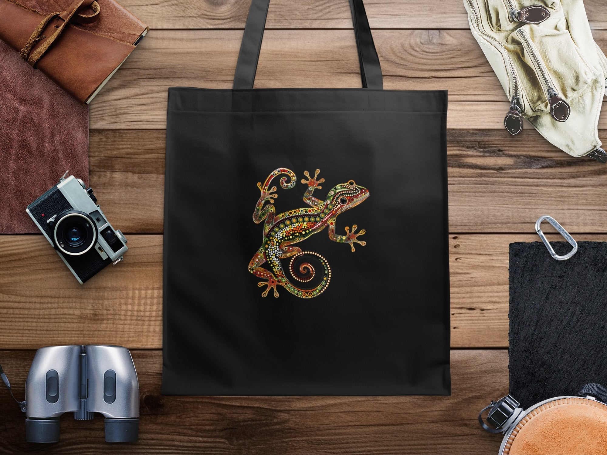 Colourful Gecko Art Tote Bag, Bohemian Style Reusable Bag, Artistic Design Shoulder Bag, Unique Gift Idea, Eco - Friendly Shopping Bag - Craig Michael Design