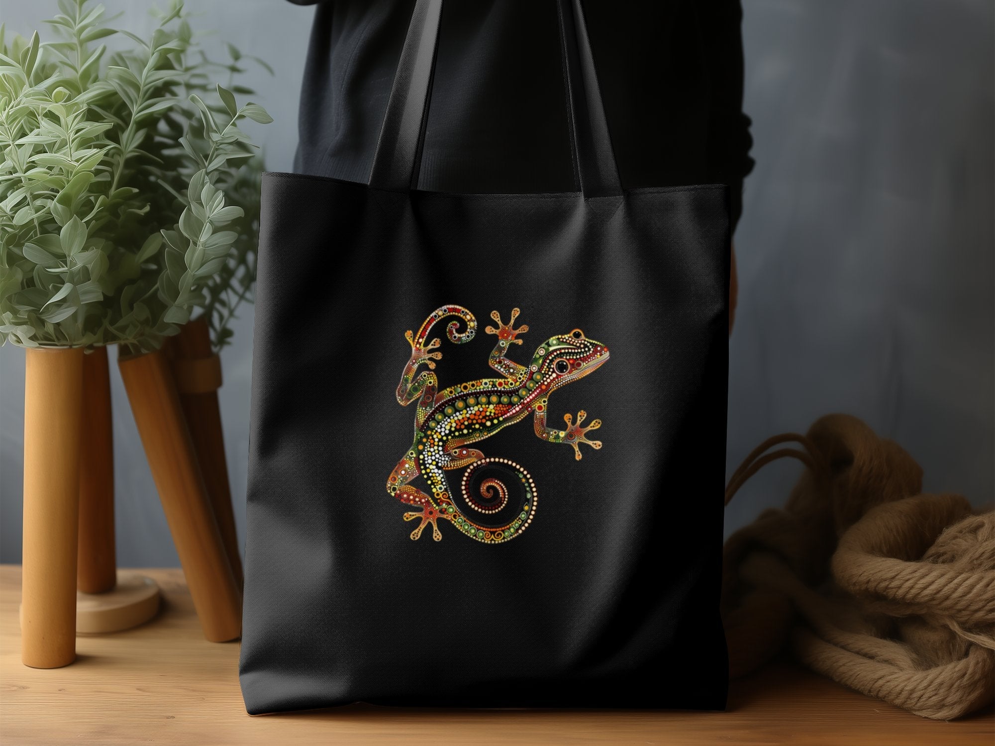 Colourful Gecko Art Tote Bag, Bohemian Style Reusable Bag, Artistic Design Shoulder Bag, Unique Gift Idea, Eco - Friendly Shopping Bag - Craig Michael Design