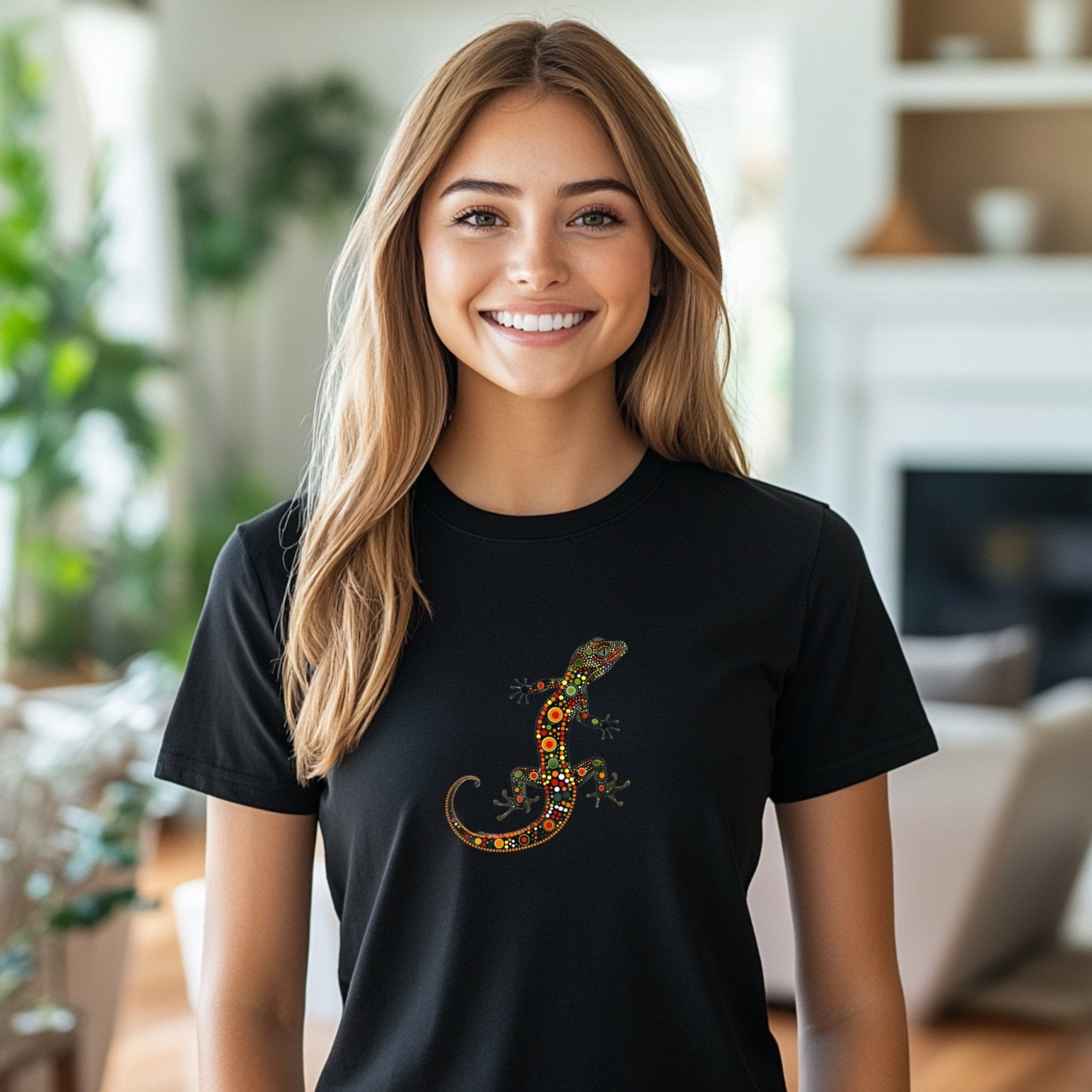 Colourful Gecko Design T-Shirt, Unique Handcrafted Graphic Tee for Nature Lovers, Stylish Animal Art Wear - Craig Michael Design