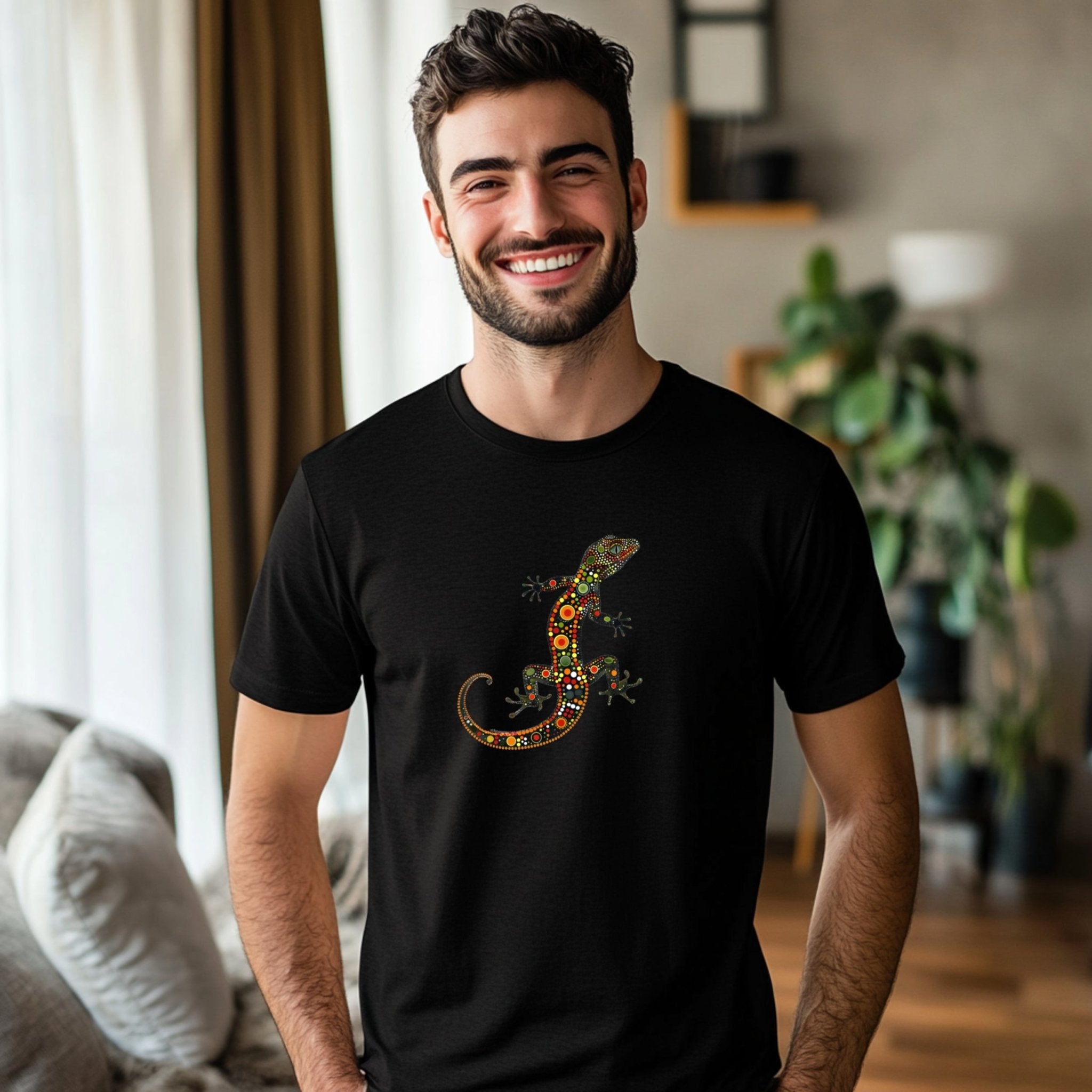 Colourful Gecko Design T-Shirt, Unique Handcrafted Graphic Tee for Nature Lovers, Stylish Animal Art Wear - Craig Michael Design