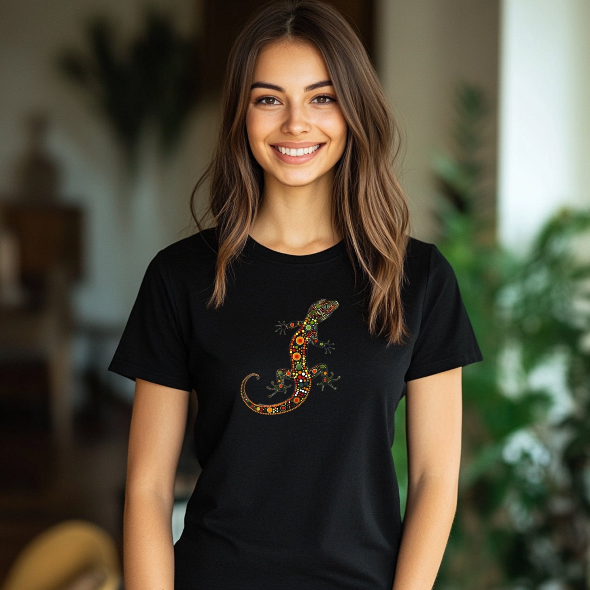 Colourful Gecko Design T-Shirt, Unique Handcrafted Graphic Tee for Nature Lovers, Stylish Animal Art Wear - Craig Michael Design