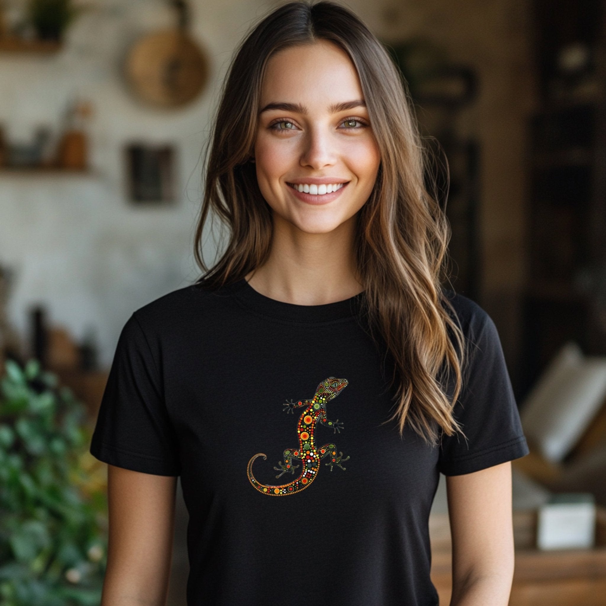 Colourful Gecko Design T-Shirt, Unique Handcrafted Graphic Tee for Nature Lovers, Stylish Animal Art Wear - Craig Michael Design