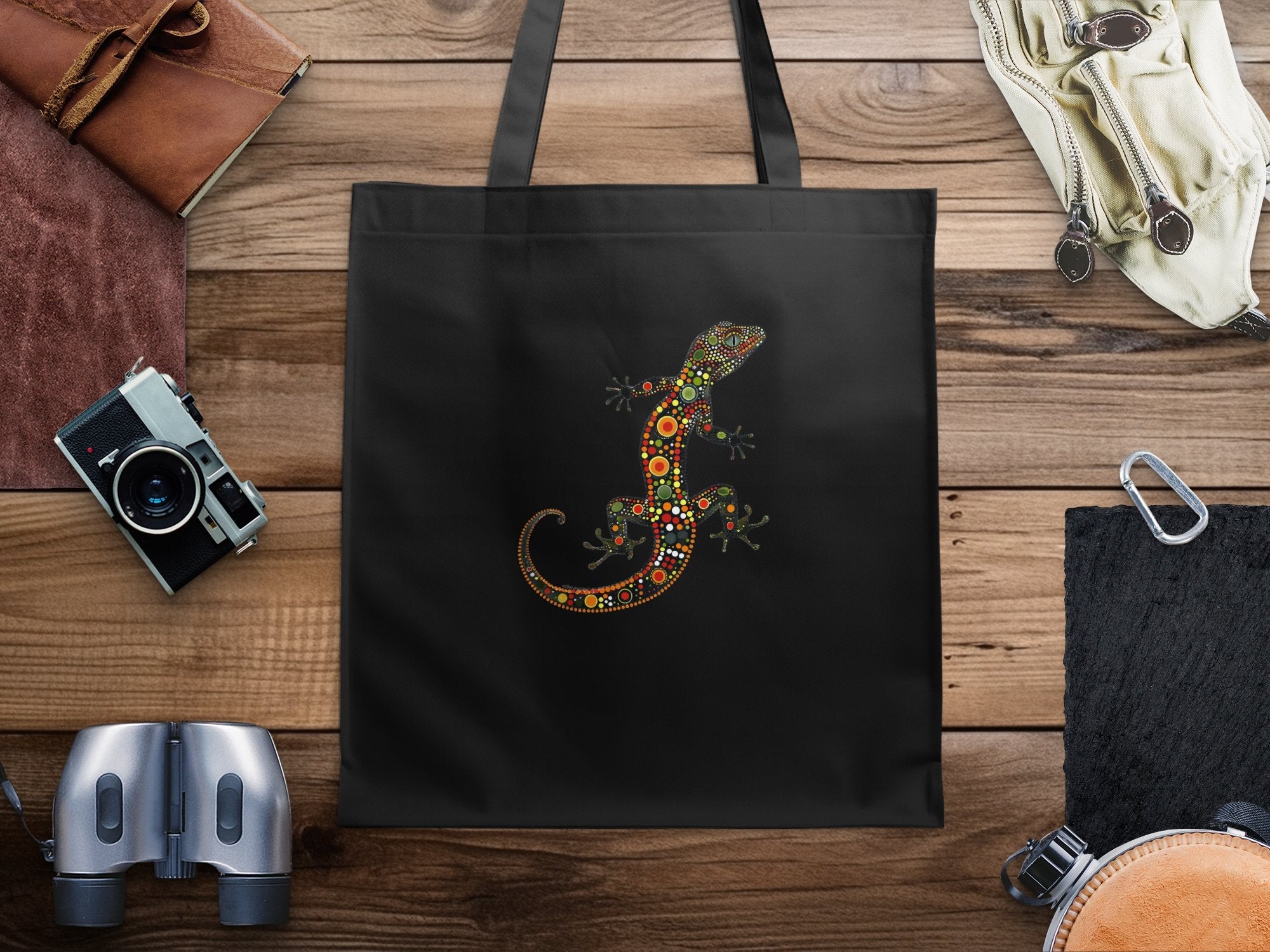 Colourful Gecko Tote Bag, Unique Animal Design, Eco - friendly Bag, Reusable Shopping Bag, Artistic Lizard Print, Gift for Nature Lovers - Craig Michael Design