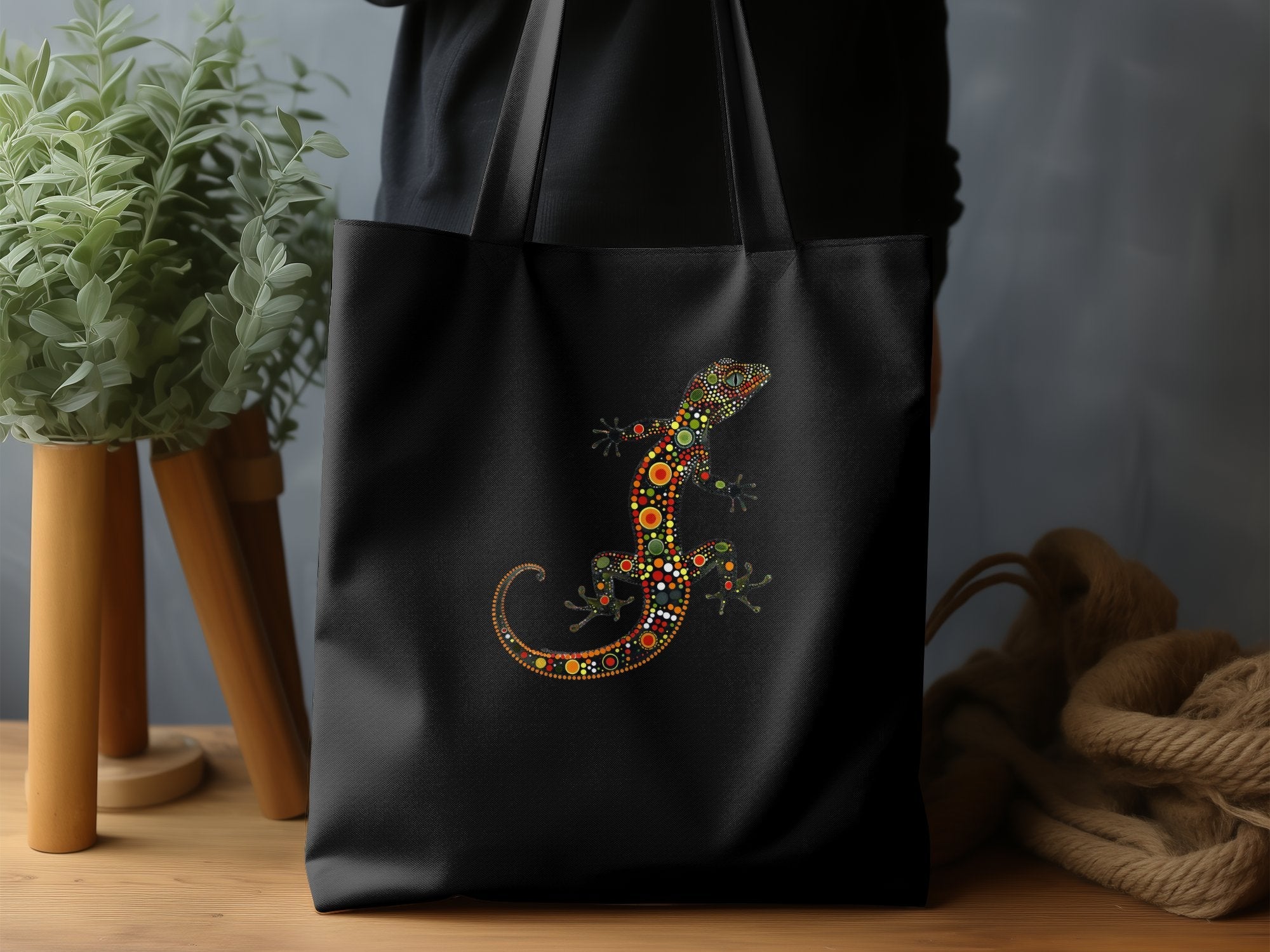 Colourful Gecko Tote Bag, Unique Animal Design, Eco - friendly Bag, Reusable Shopping Bag, Artistic Lizard Print, Gift for Nature Lovers - Craig Michael Design