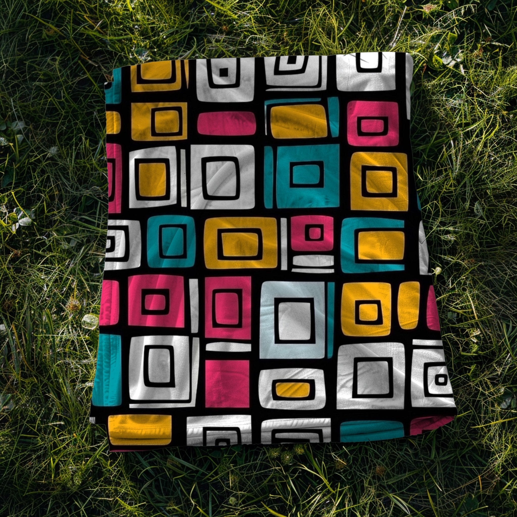 Colourful Geometric African Inspired Blanket, Cozy Throw Blanket, Vibrant Patterned Bedding, Modern Home Decor Blanket - Craig Michael Design