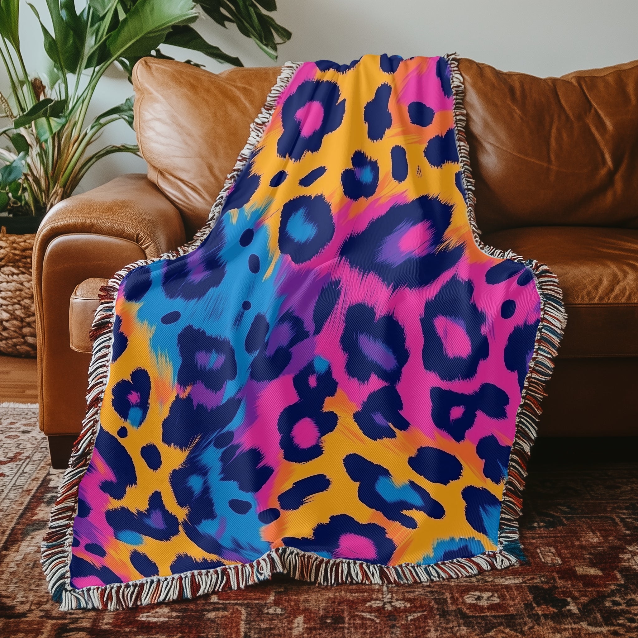 Colourful Leopard Print Blanket - Craig Michael Design