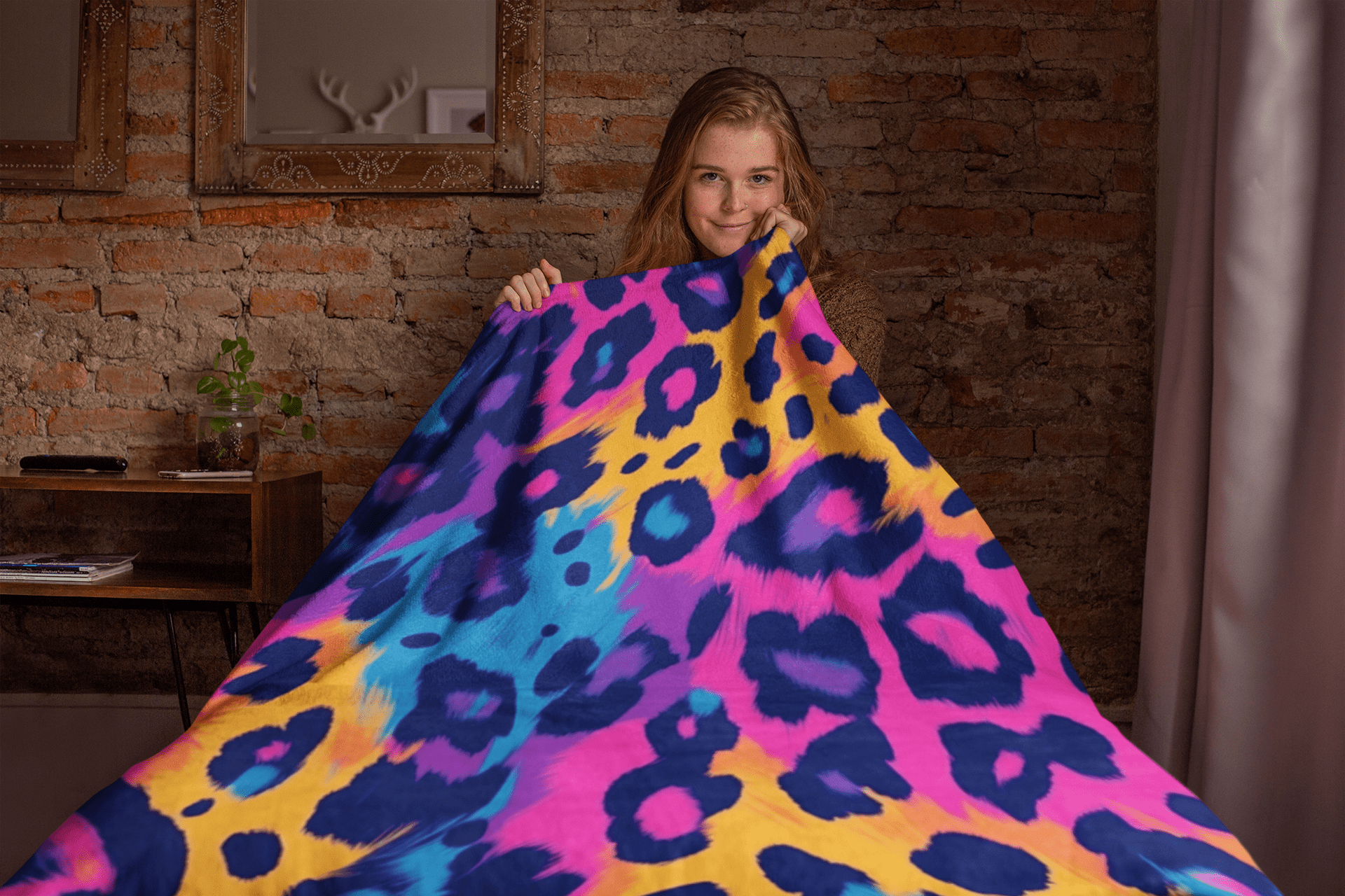 Colourful Leopard Print Blanket, Cozy Animal Pattern Throw, Bright and Vibrant Blanket, Soft Fleece Blanket for Home Decor - Craig Michael Design