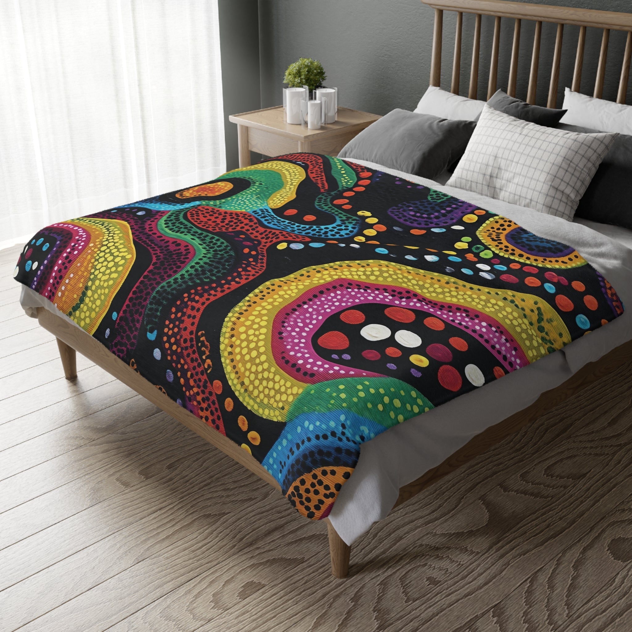 Colourful Vibrant African styled Blanket, Cozy Soft Home Decor, Cultural Art Throw, Unique Pattern Bedding, Bright Festive Cover - Craig Michael Design