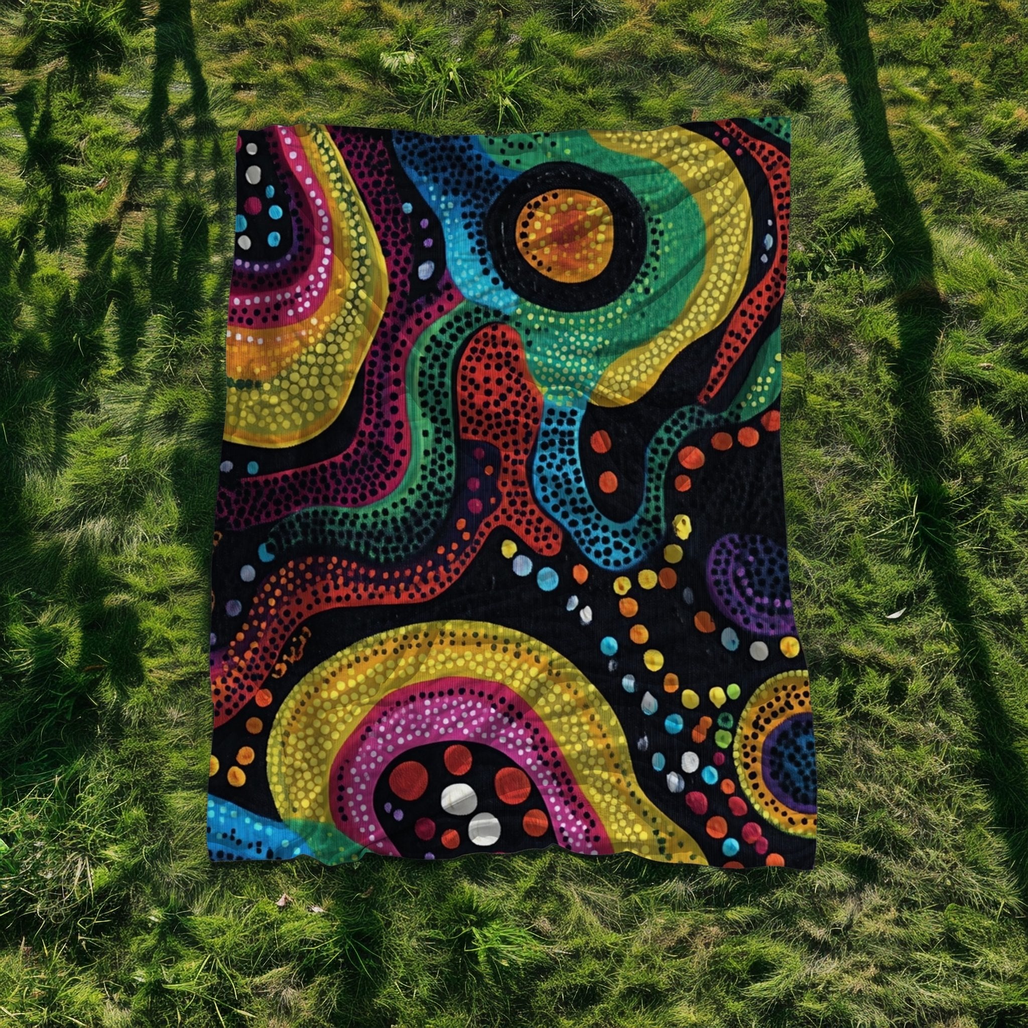 Colourful Vibrant African styled Blanket, Cozy Soft Home Decor, Cultural Art Throw, Unique Pattern Bedding, Bright Festive Cover - Craig Michael Design