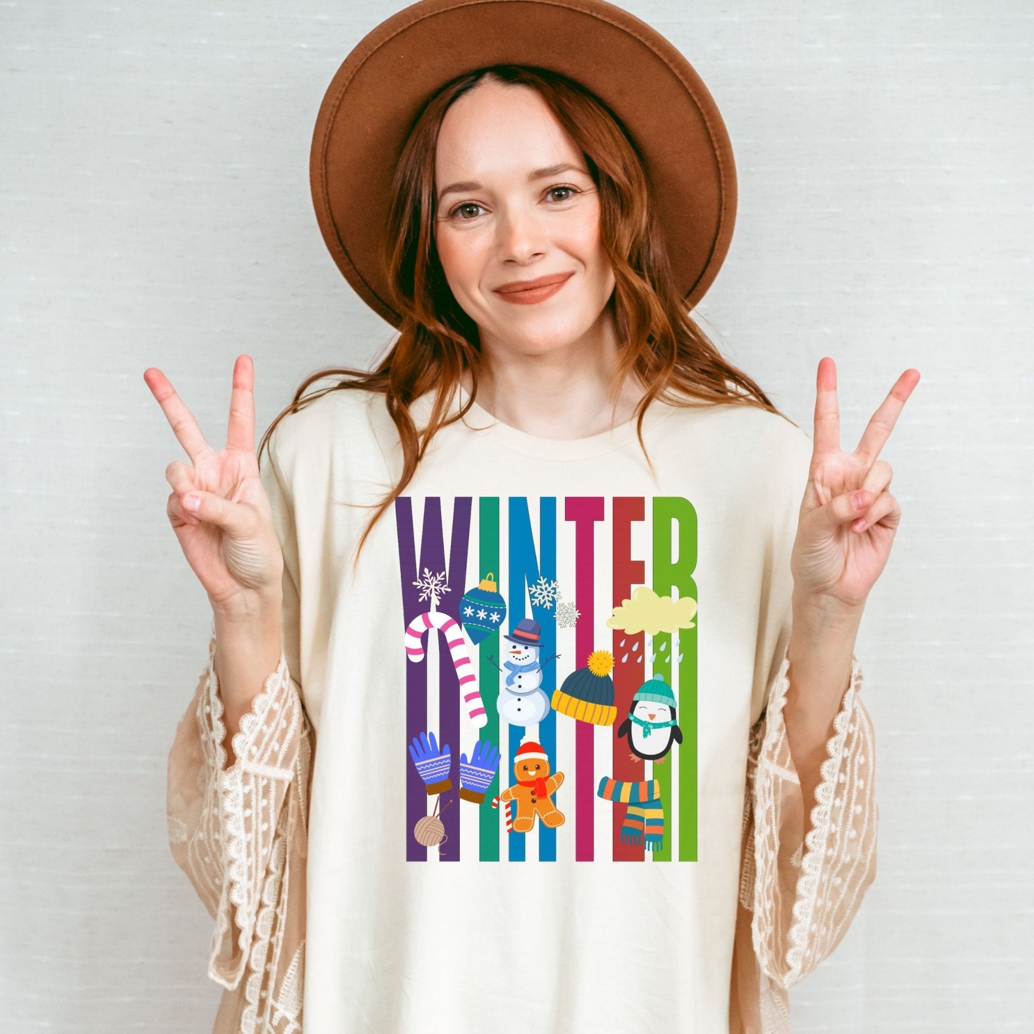 Colourful Winter Shirt, Bright Penguin Snowman Christmas Tee, Fun Holiday Gift - Craig Michael Design