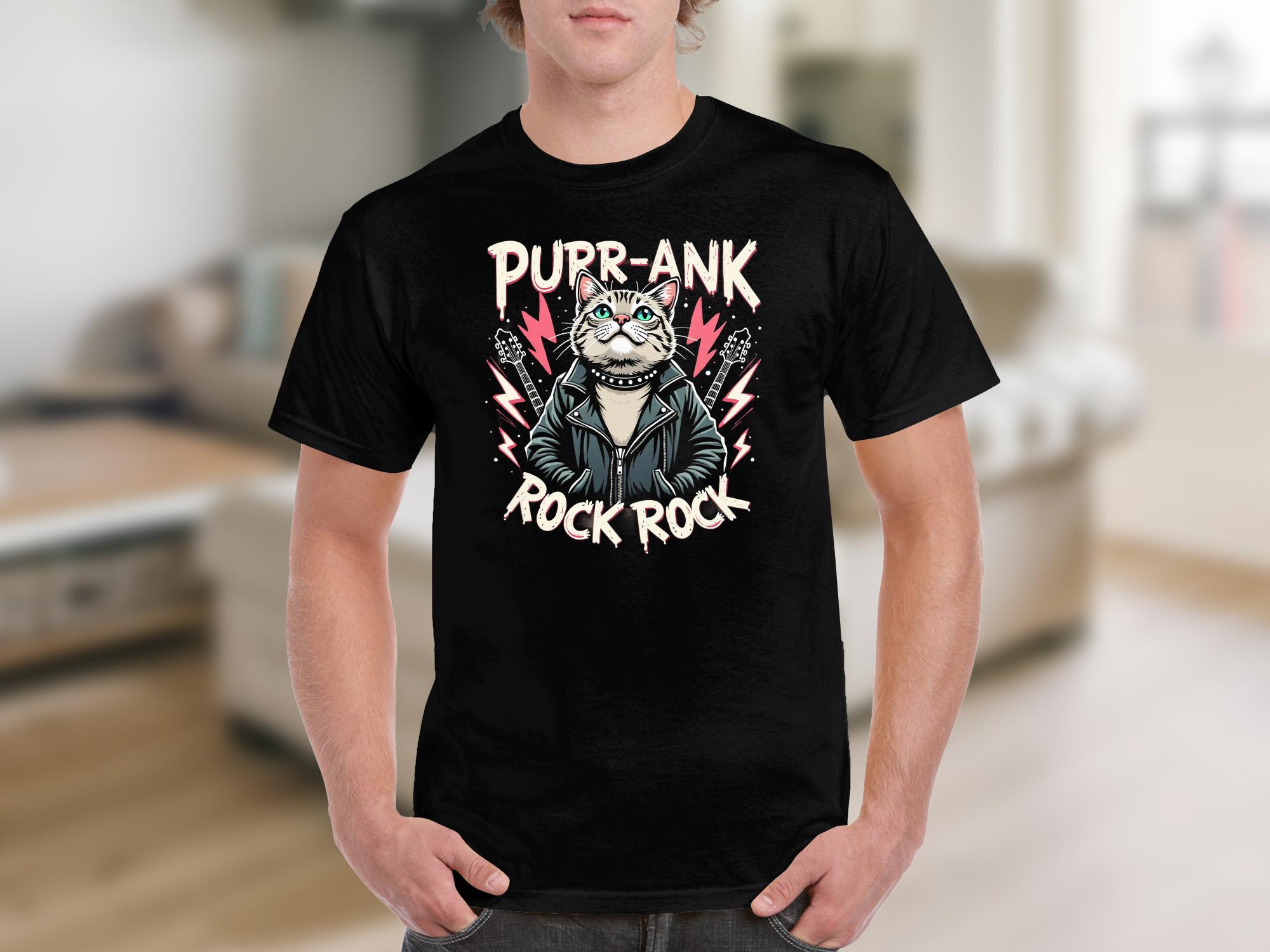 Cool Cat TShirt Punk Rock Cat Graphic Tee Funny Cat Shirt Rock and Roll Cat Lover Gift Kitty in Leather Jacket Tee - Craig Michael Design