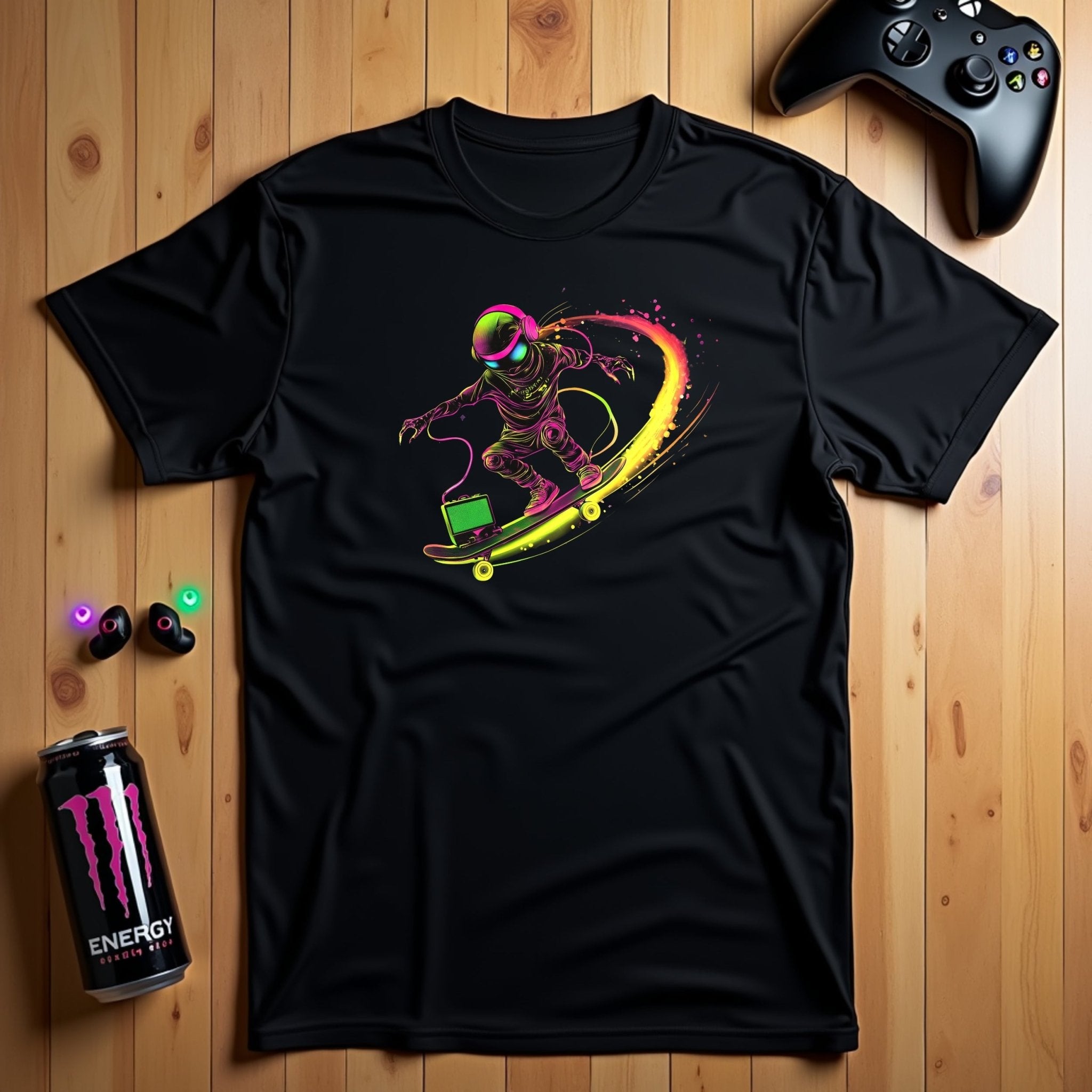 Cool Skater Astronaut T-Shirt, Colorful Space Skating Design, Unique Youth Short Sleeve Tee, Fun and Trendy Kids Shirt, Gift for Children - Craig Michael Design