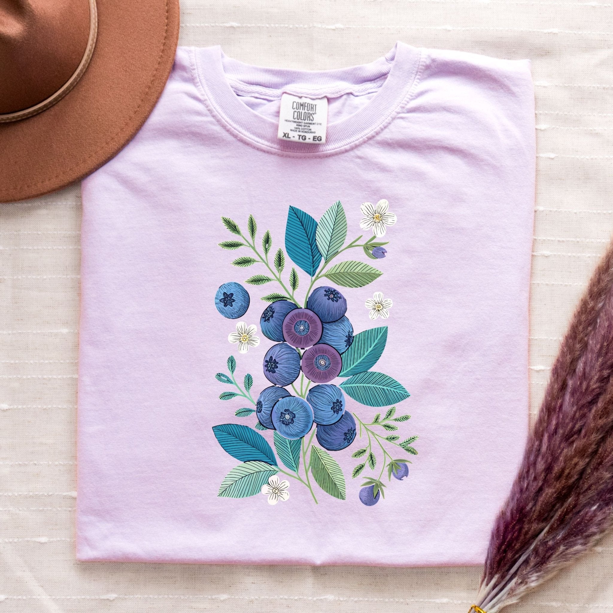Cottagecore Blueberry Shirt, Embroidery Style Botanical Tee, Floral Fruit T-Shirt, Nature Gift for Her, Cute Garden Graphic Top - Craig Michael Design