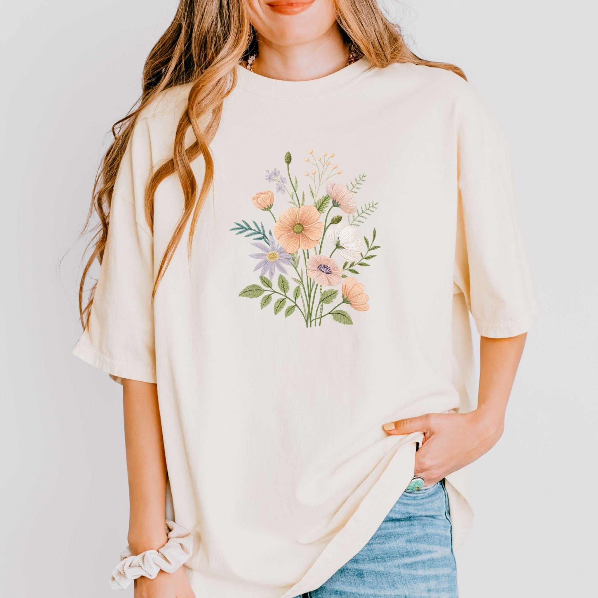 Cottagecore Floral T-Shirt – Watercolour Botanical Design - Craig Michael Design