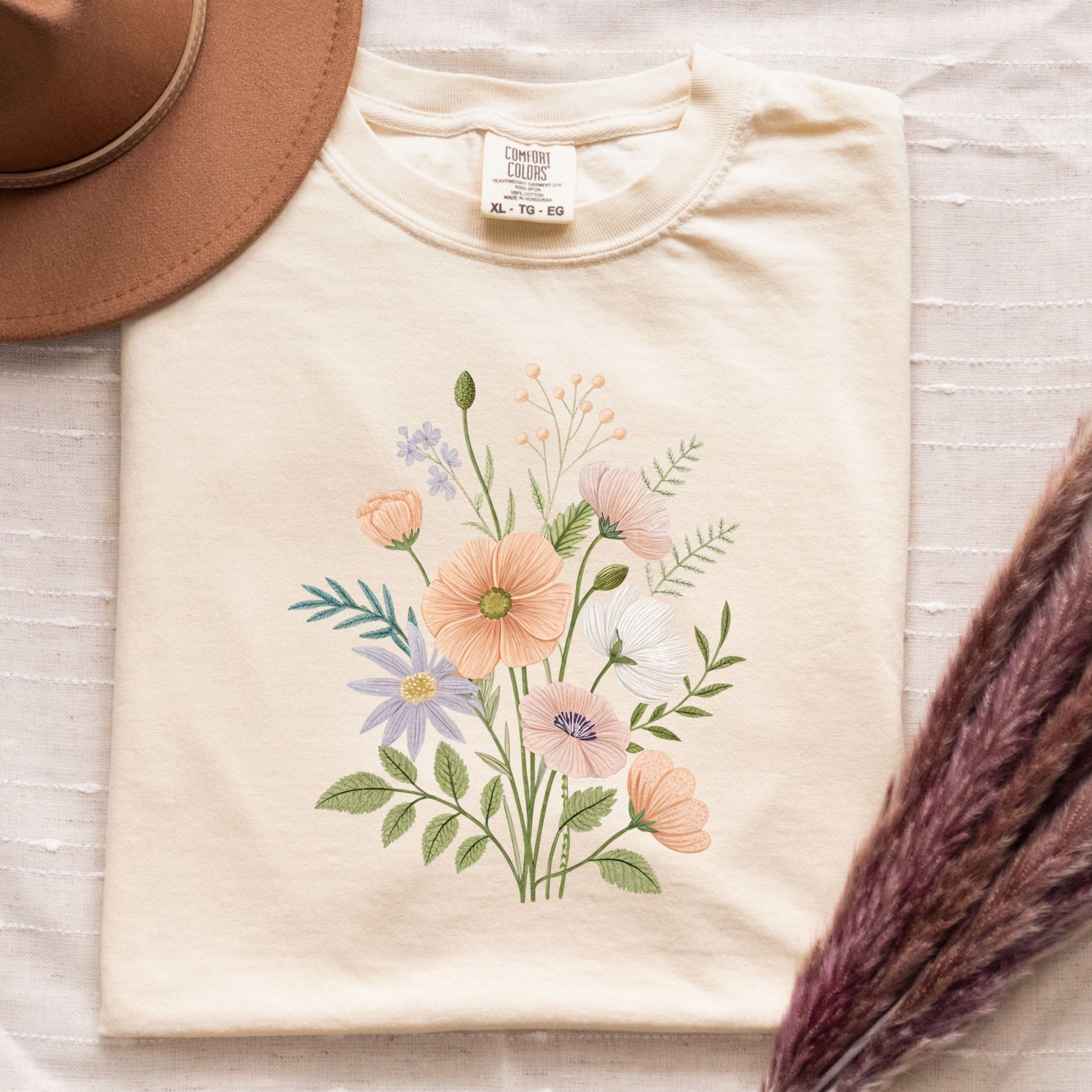 Cottagecore Floral T-Shirt – Watercolour Botanical Design - Craig Michael Design