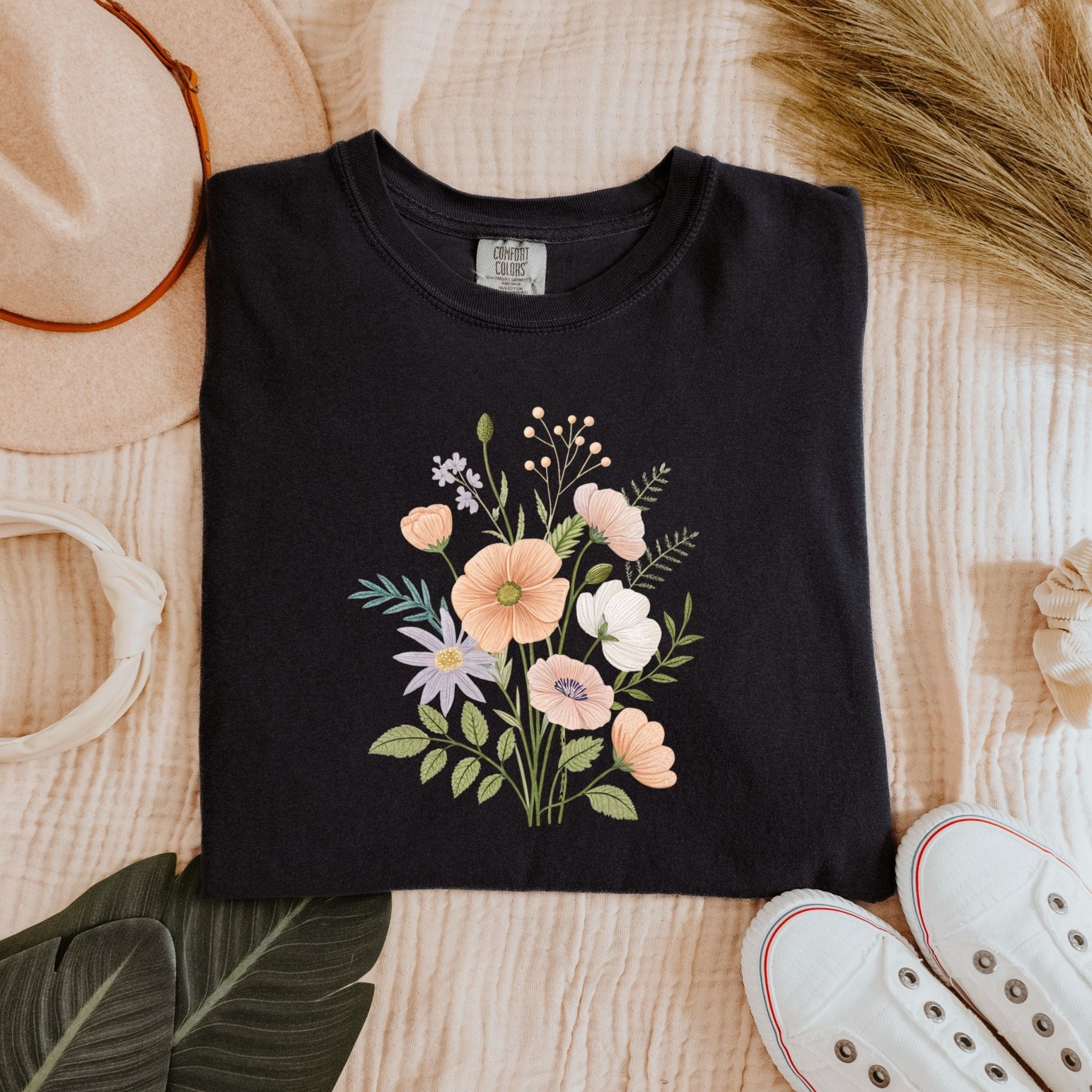 Cottagecore Floral T-Shirt – Watercolour Flower Arrangement Design - Craig Michael Design