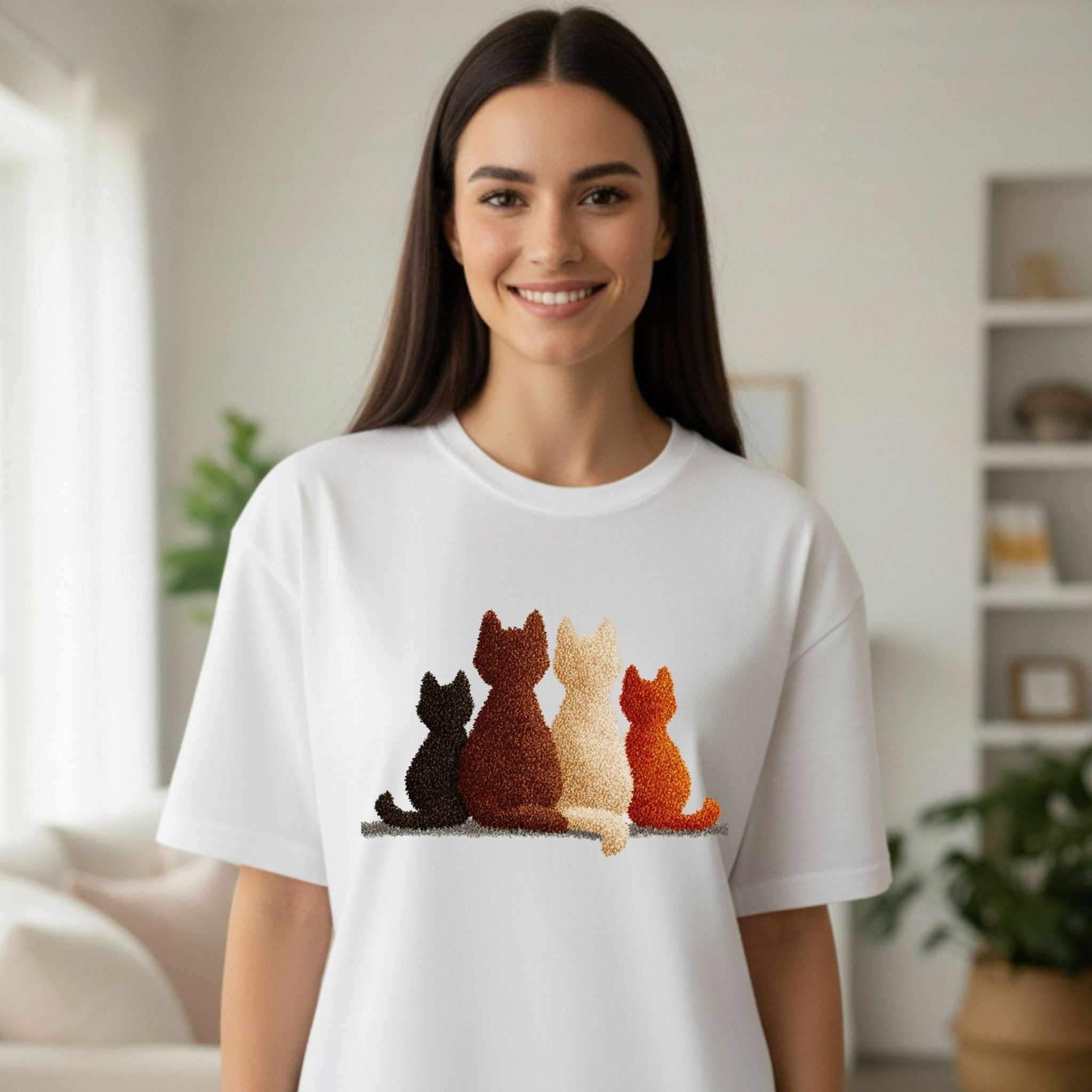 Cozy Cats Embroidered - Style Tee - shirt - Craig Michael Design