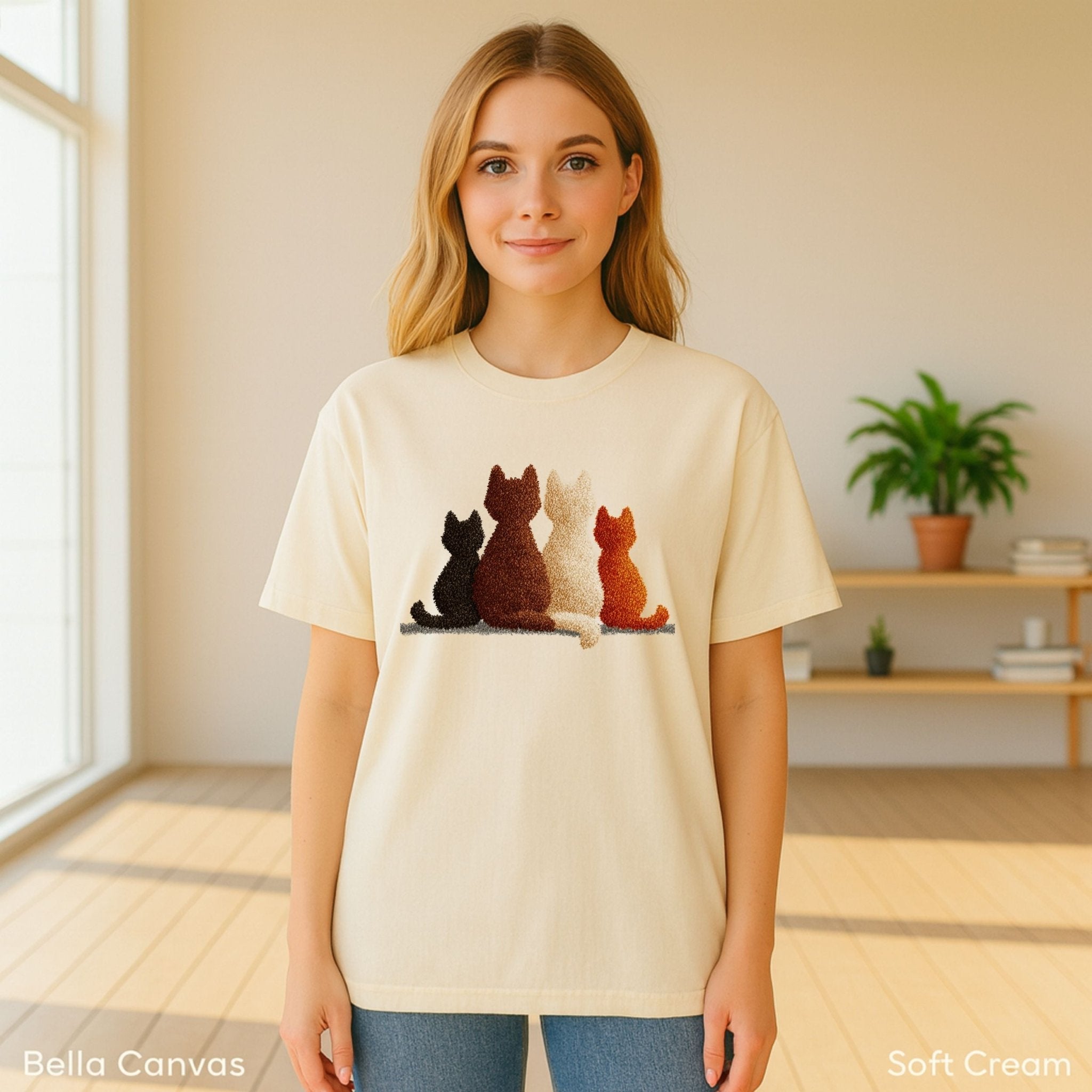 Cozy Cats Embroidered - Style Tee - shirt - Craig Michael Design