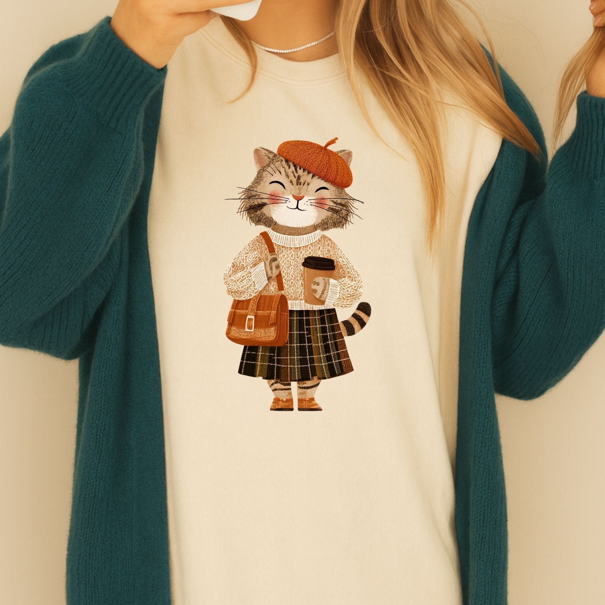 Cozy Plaid Outfit Kitty Shirt - Craig Michael Design