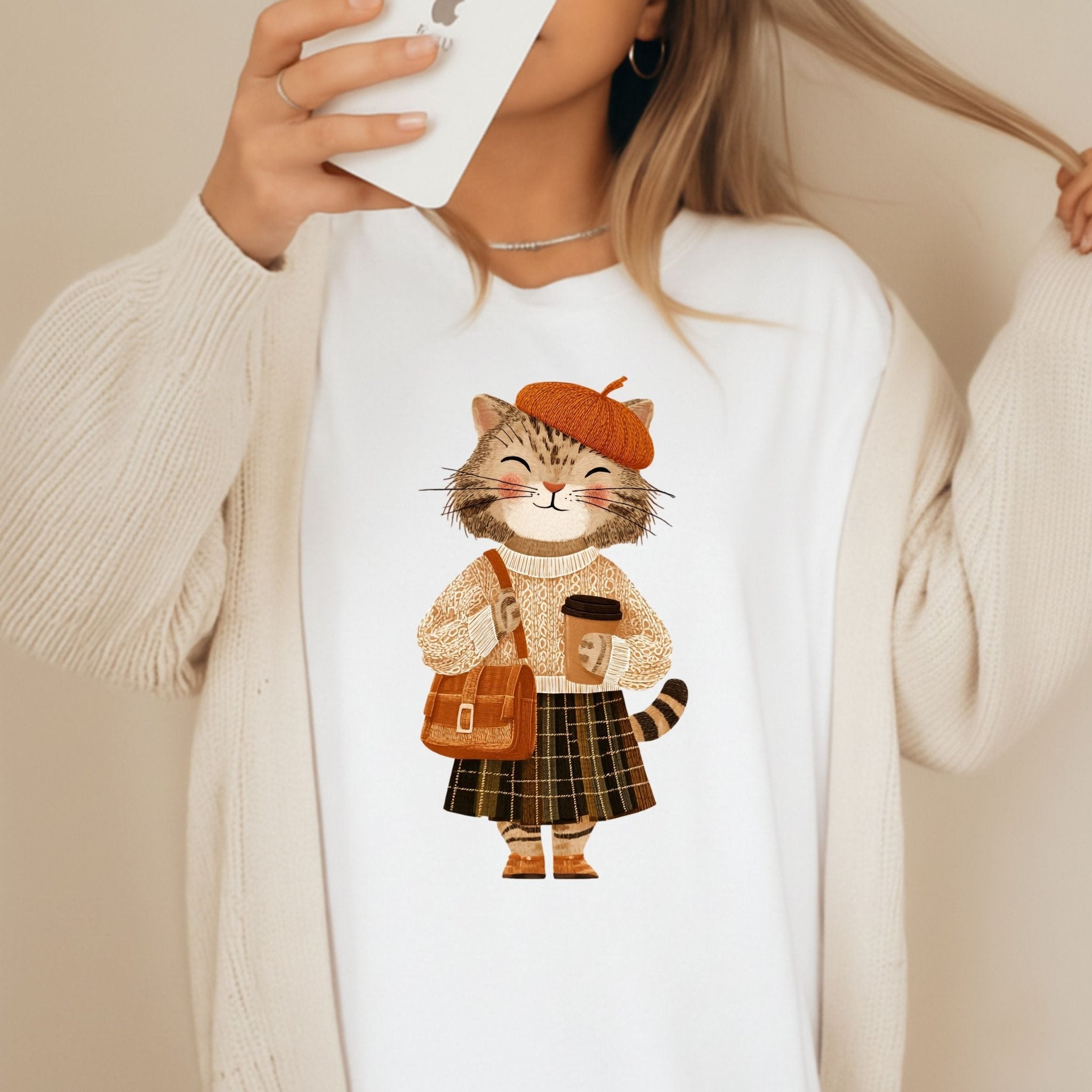Cozy Plaid Outfit Kitty Shirt - Craig Michael Design