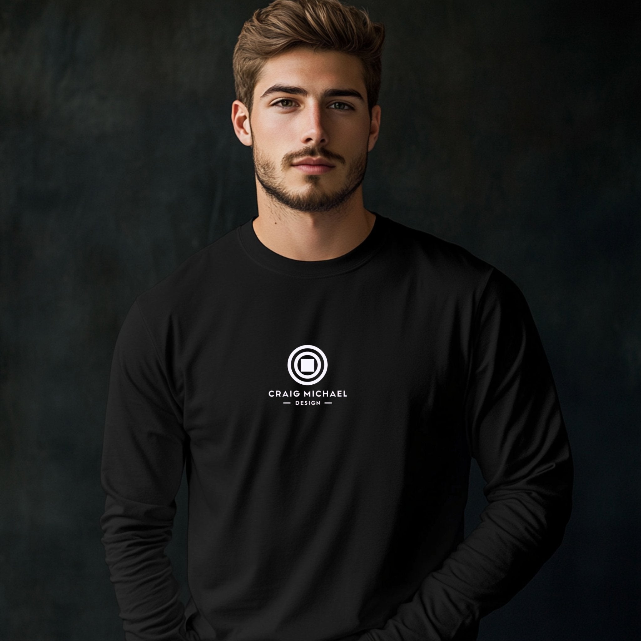 Craig Michael Design Logo Long Sleeve Shirt, Minimalist Graphic Tee, Unique Designer Apparel, Modern Fashion Statement, Trendy Casual Wear - Craig Michael Design