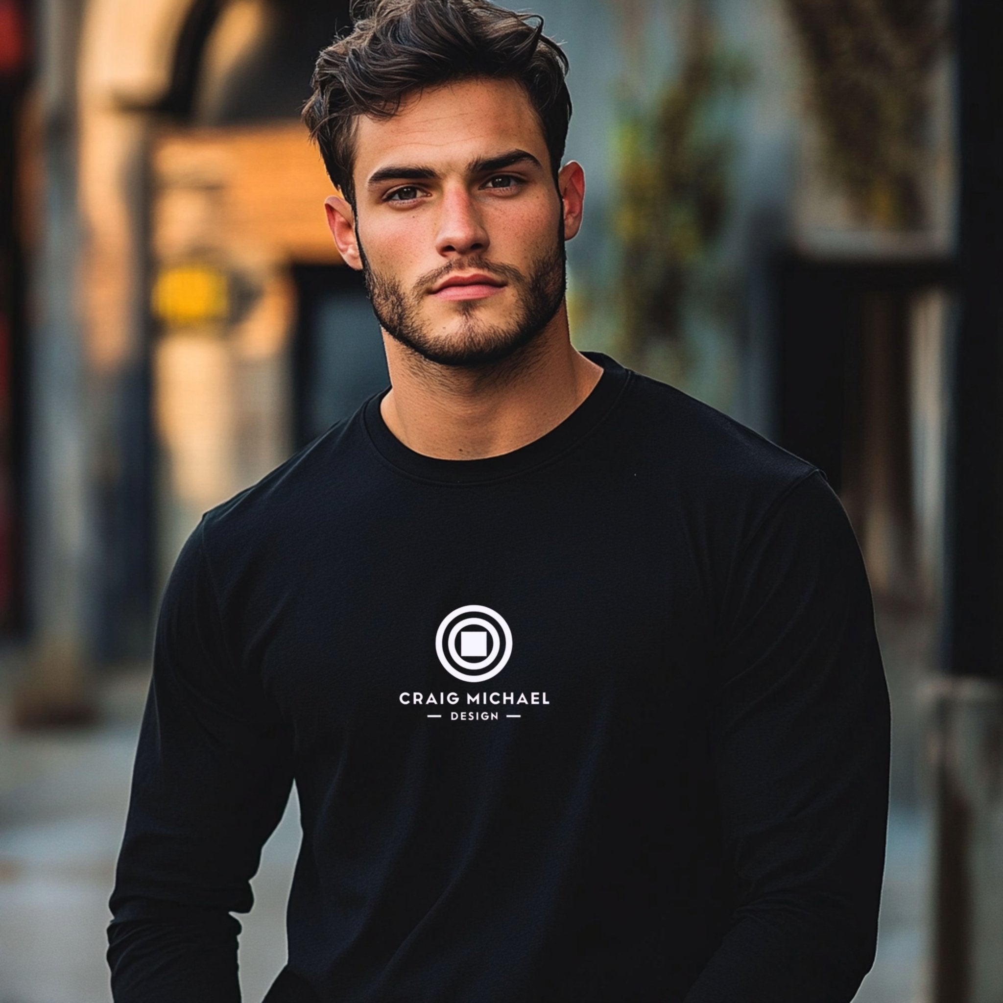 Craig Michael Design Logo Long Sleeve Shirt, Minimalist Graphic Tee, Unique Designer Apparel, Modern Fashion Statement, Trendy Casual Wear - Craig Michael Design